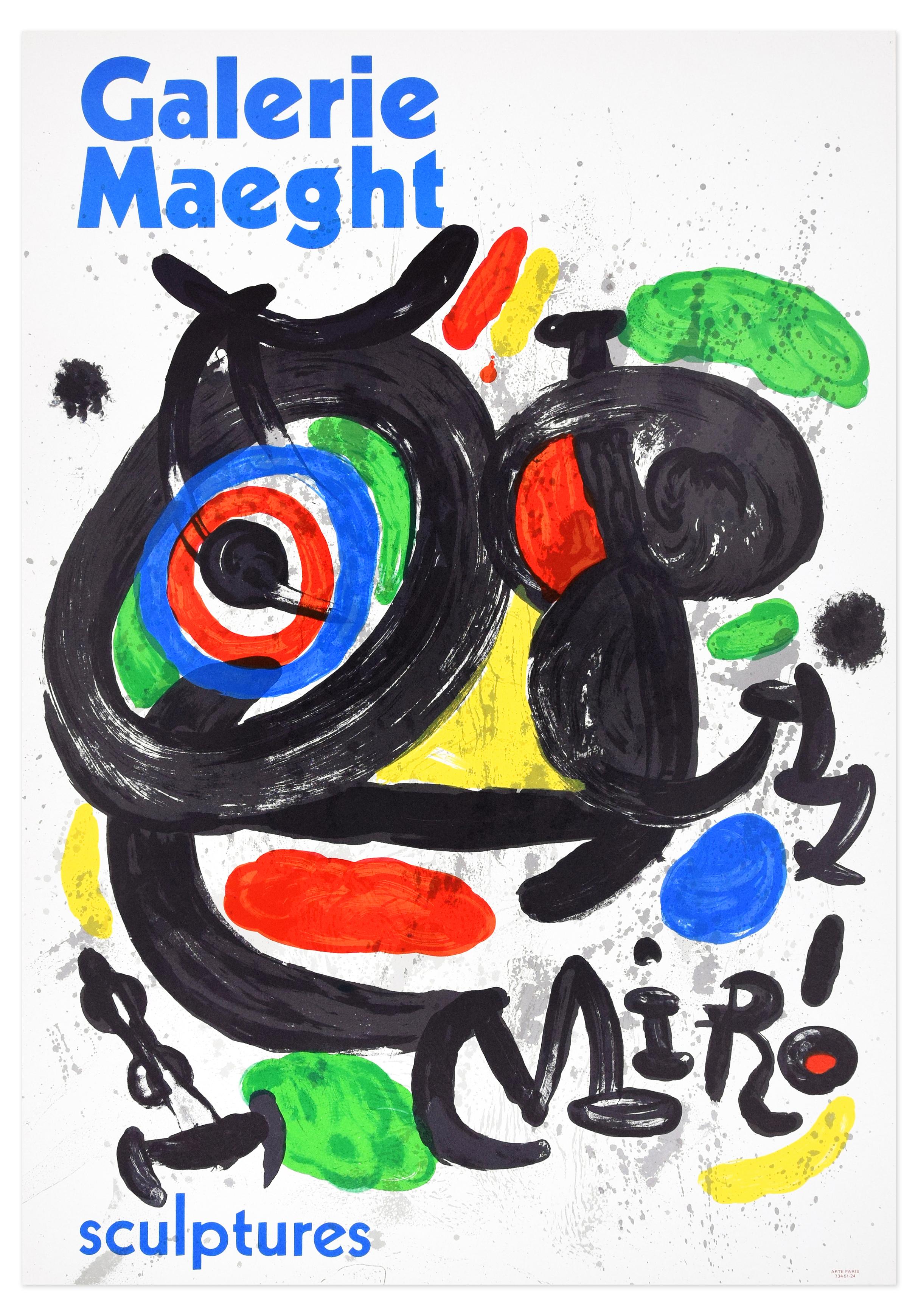(after) Joan Miró Figurative Print - Vintage Mirò Exhibition Poster Galerie Maeght - 1970
