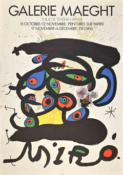 Vintage Poster Exhibition Galerie Maeght-Lithograph/Offset after J. Mirò-1970s