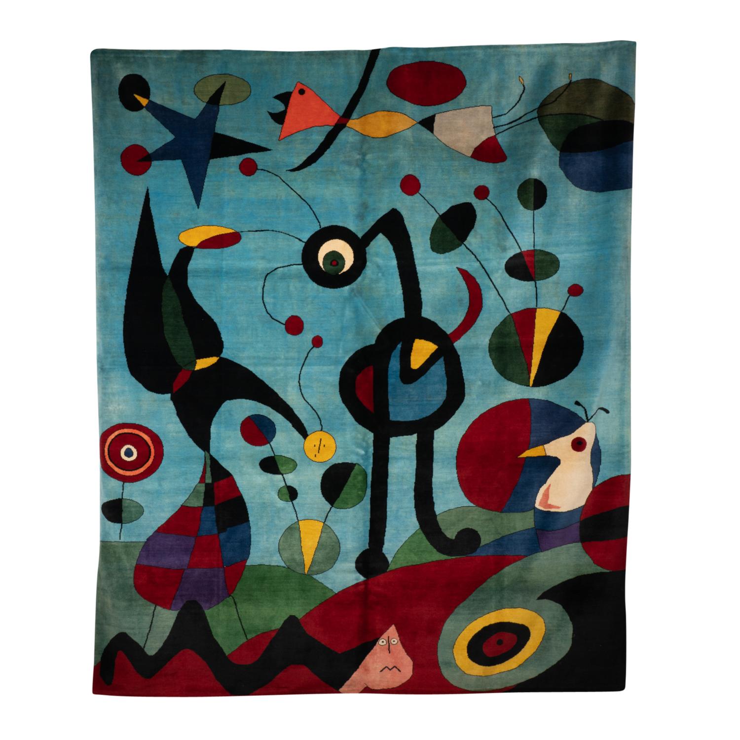 Noué à la main D'après Joan Miro. Tapis, ou tapisserie, en laine. Travail contemporain en vente