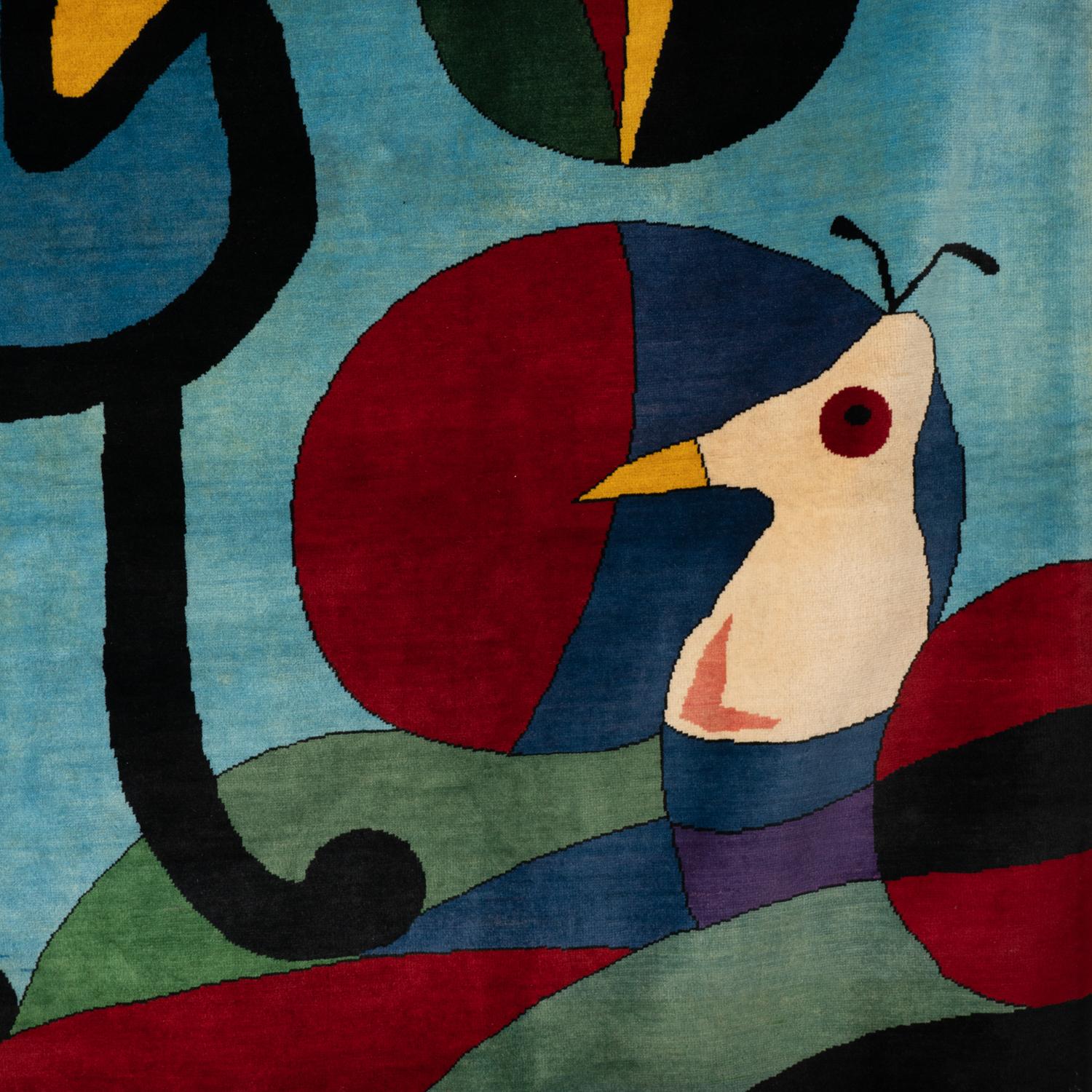 Nach Joan Miro. Teppich oder Wandteppich, aus Wolle. Zeitgenössische Arbeit im Zustand „Gut“ im Angebot in Saint-Ouen, FR