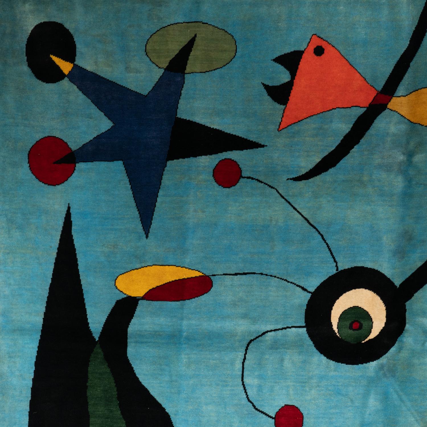Nach Joan Miro. Teppich oder Wandteppich, aus Wolle. Zeitgenössische Arbeit (20. Jahrhundert) im Angebot