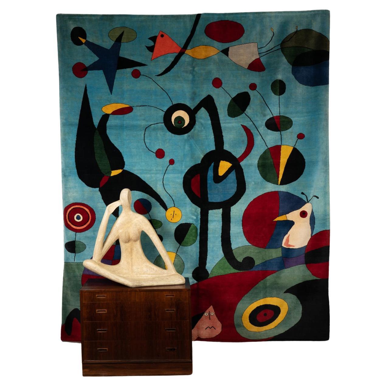 After Joan Miro. Rug, or tapestry, in wool. Contemporary work