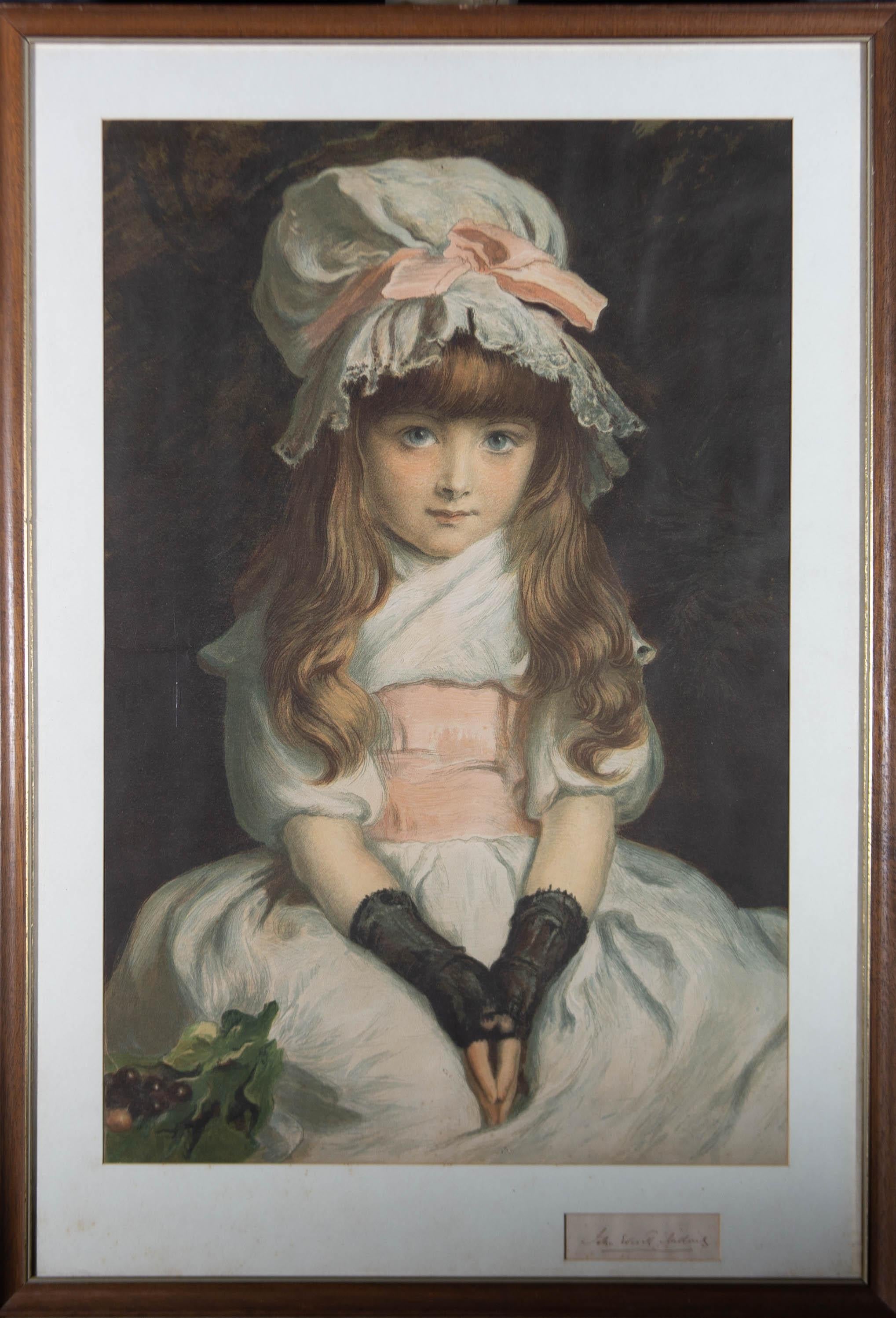Portrait Print de After John Everett Millais - Según Millais (1829-1896) - Litografía, Cereza madura con firma del artista