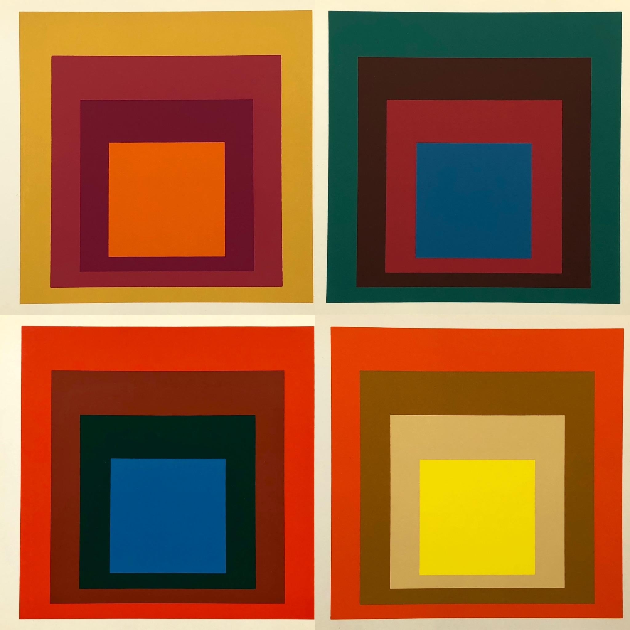 Josef Albers Homage to the Square 1977 set of 4 works (screen-printed inserts)  - Print by (after) Josef Albers