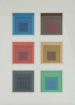 Gerahmt: Sechs Lithografien „Weiße Linien Quadrate“ nach Josef Albers