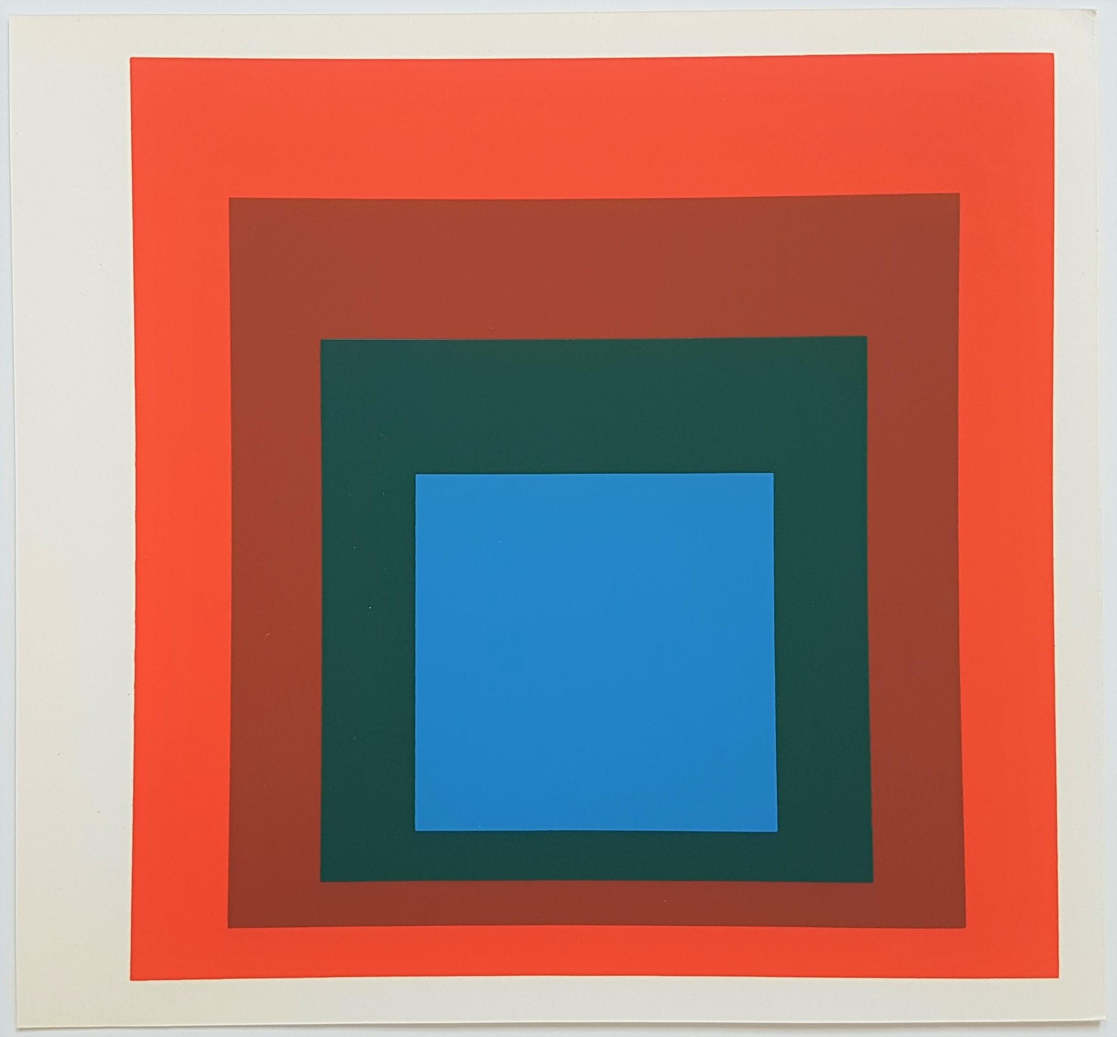 Homage to the Square: Blue + Darkgreen with 2 Reds (~35% OFF LIST PRICE) - Print by (after) Josef Albers