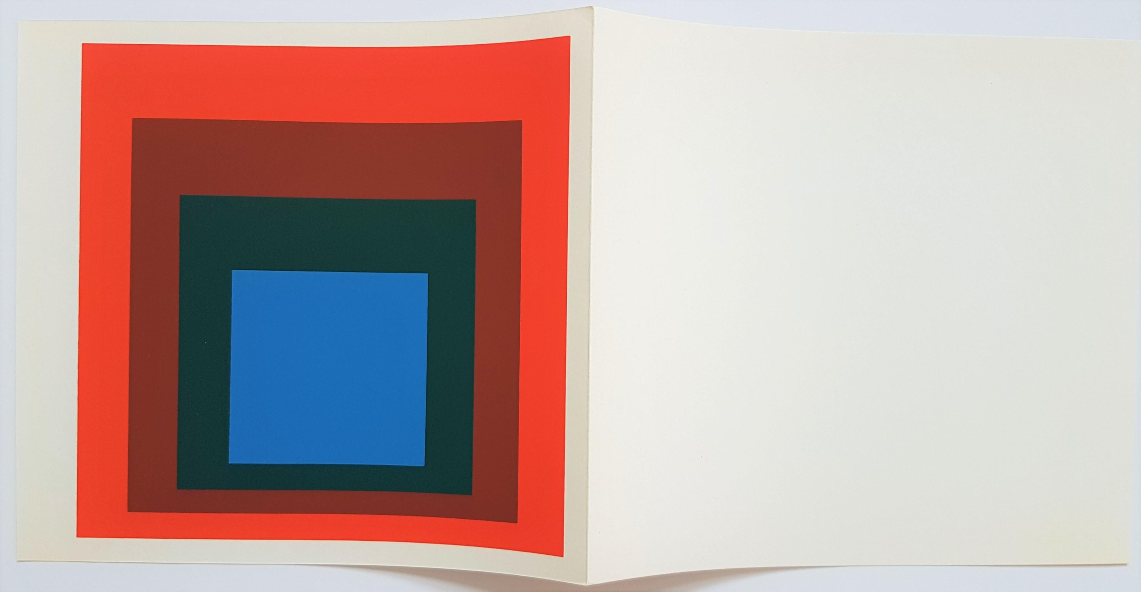 Homage to the Square: Blue + Darkgreen with 2 Reds (~35% OFF LIST PRICE) - Contemporary Print by (after) Josef Albers