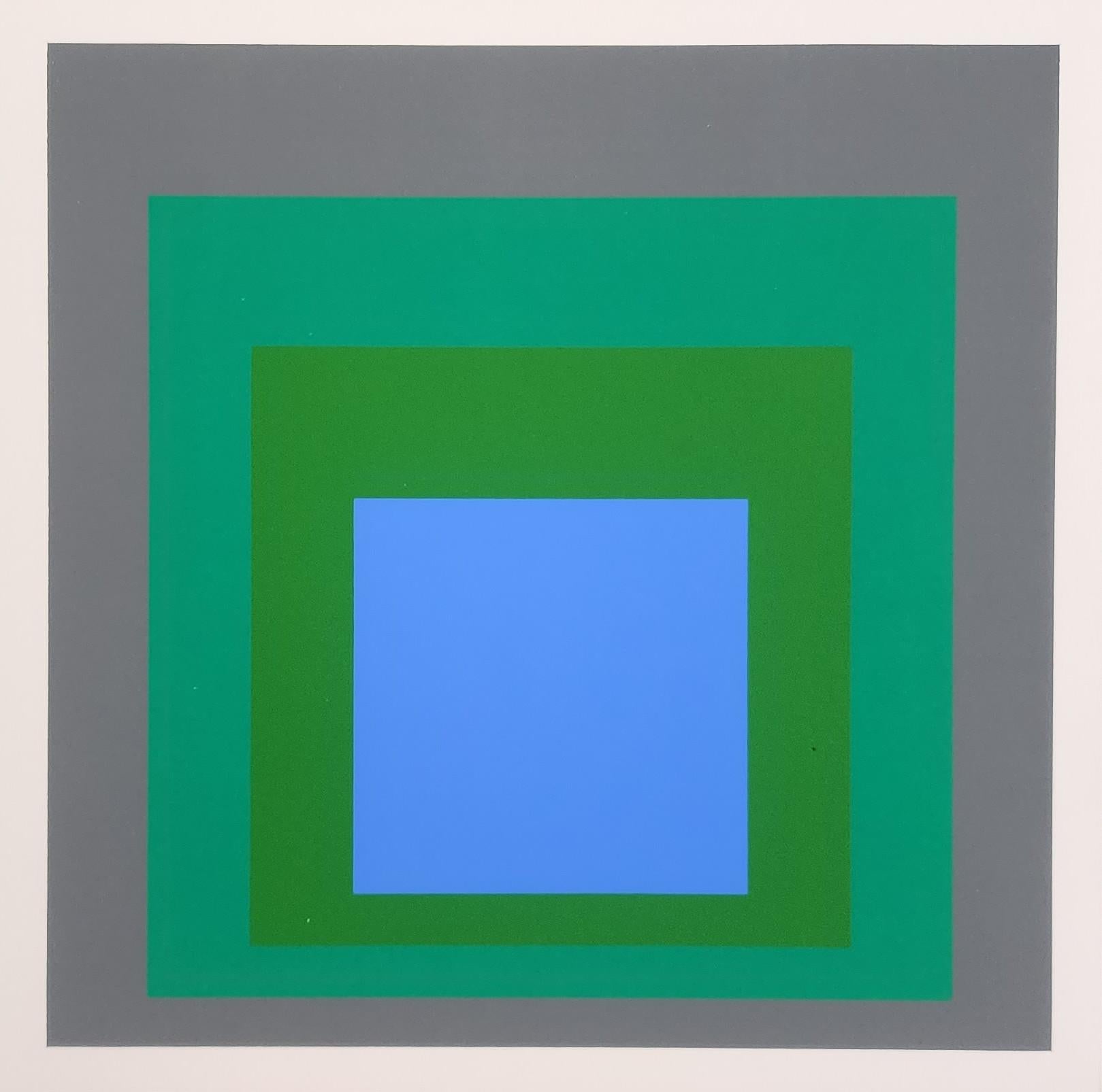 (after) Josef Albers Abstract Print - Homage to the Square: Blue Look (Bauhaus, Minimalism, 50% OFF LIST PRICE)