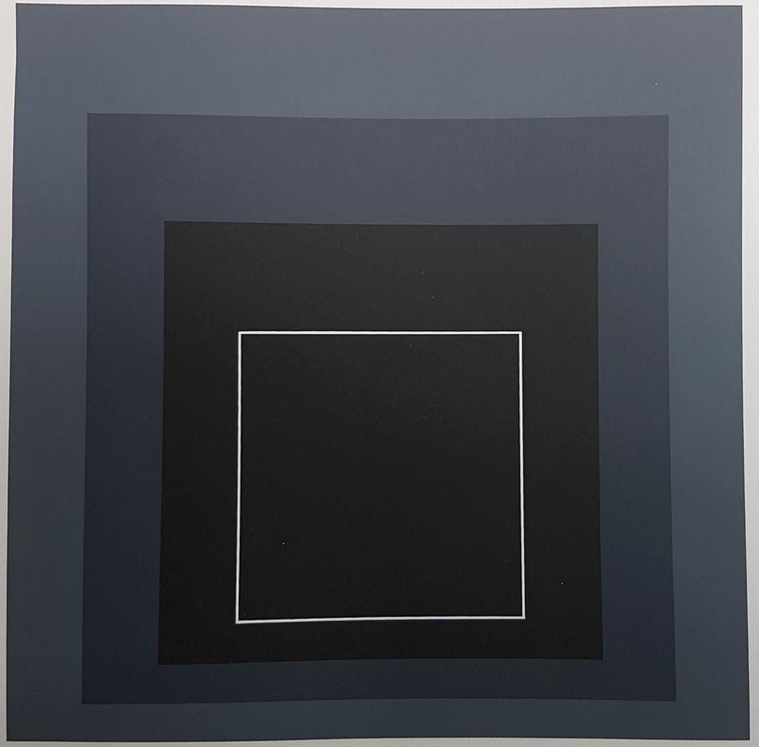 Josef Albers
Homage to the Square (Hommage au Carre)  (Bauhaus, Geometric Abstraction)
Screenprint in brilliant Colors on wove paper
Year: 1972
From “Josef Albers: Son Oeuvre et Sa Contribution à Figuration Visuelle Au Cours Du XXe Siècle”
Printed