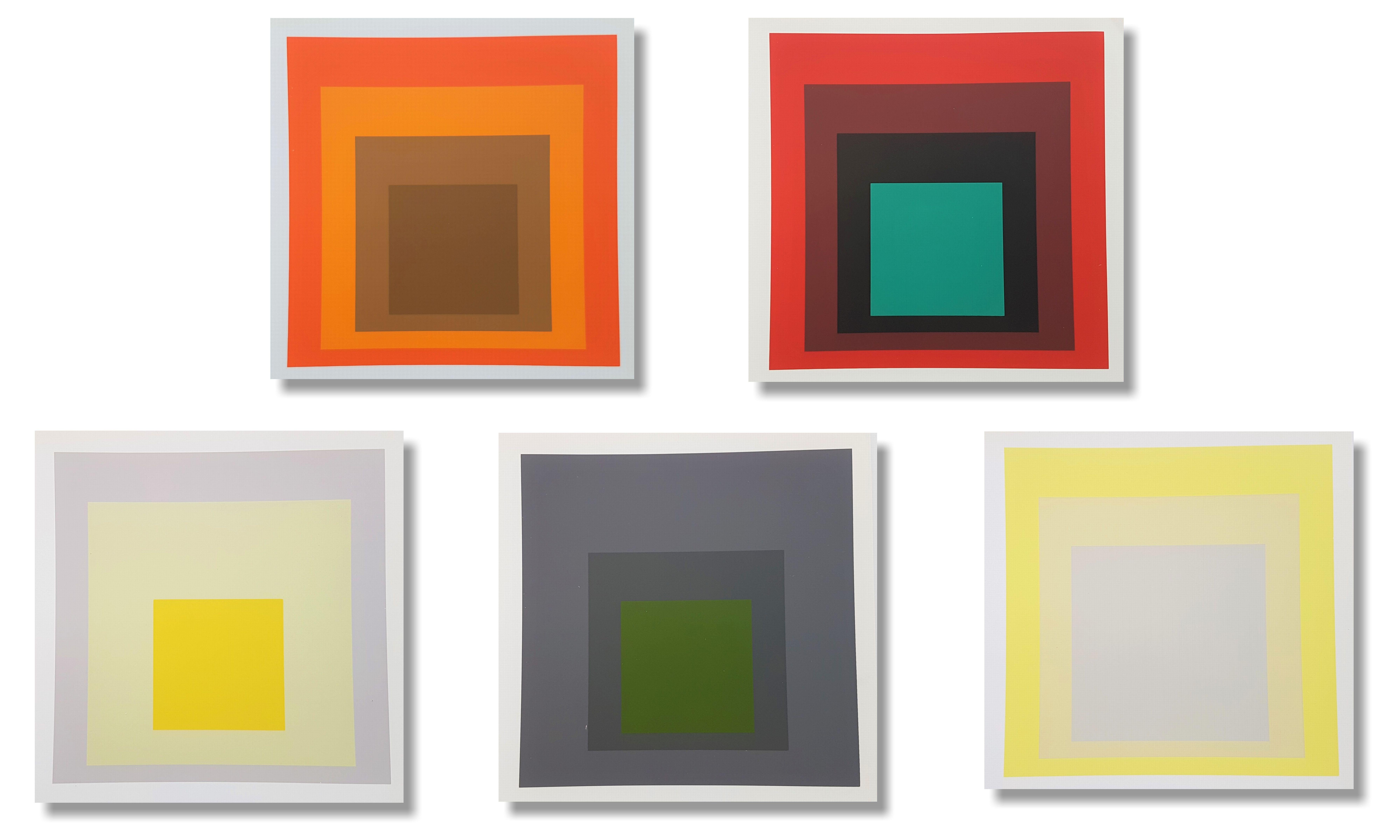 Homage to the Square - SET OF FIVE (Minimalism, Bauhaus, ~49% OFF LIST PRICE) - Print by (after) Josef Albers