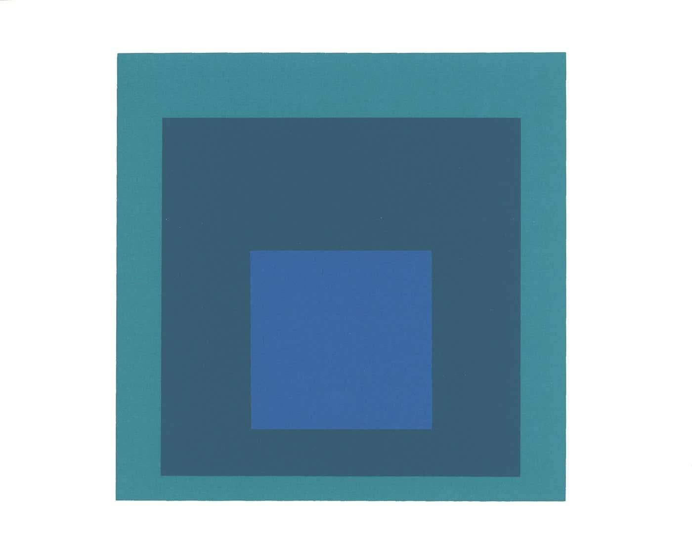 Josef Albers Homage to the Square 1964 (set of printed works):
A set of 4 screen-printed inserts from the 1964 exhibition catalogue, Homage to the Square: 40 New Paintings by Josef Albers, Sidney Janis Gallery, New York, 1964. Well-suited for