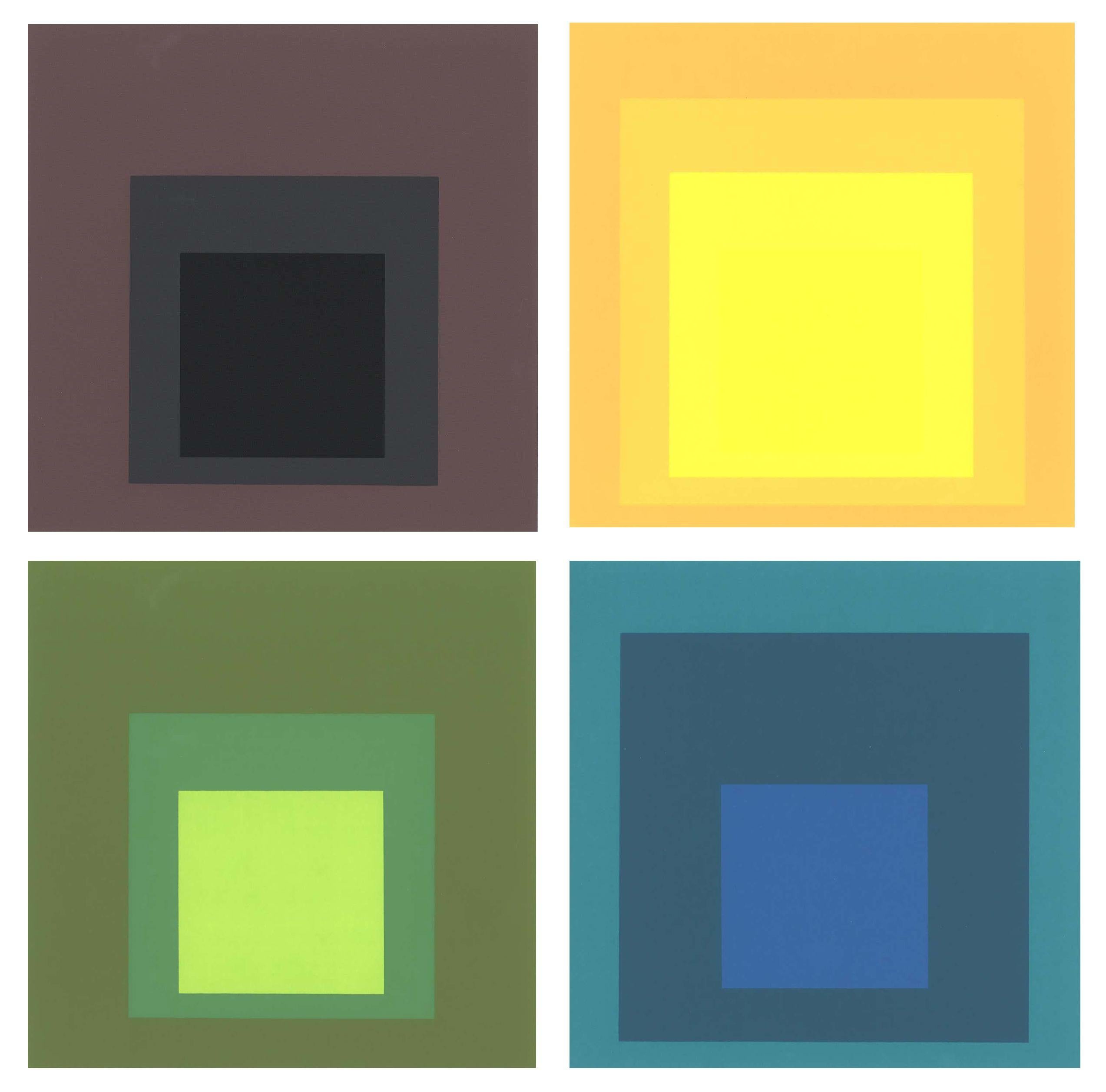 (after) Josef Albers Abstract Print - Josef Albers Homage to the Square 1964 (set of 4 printed works) 