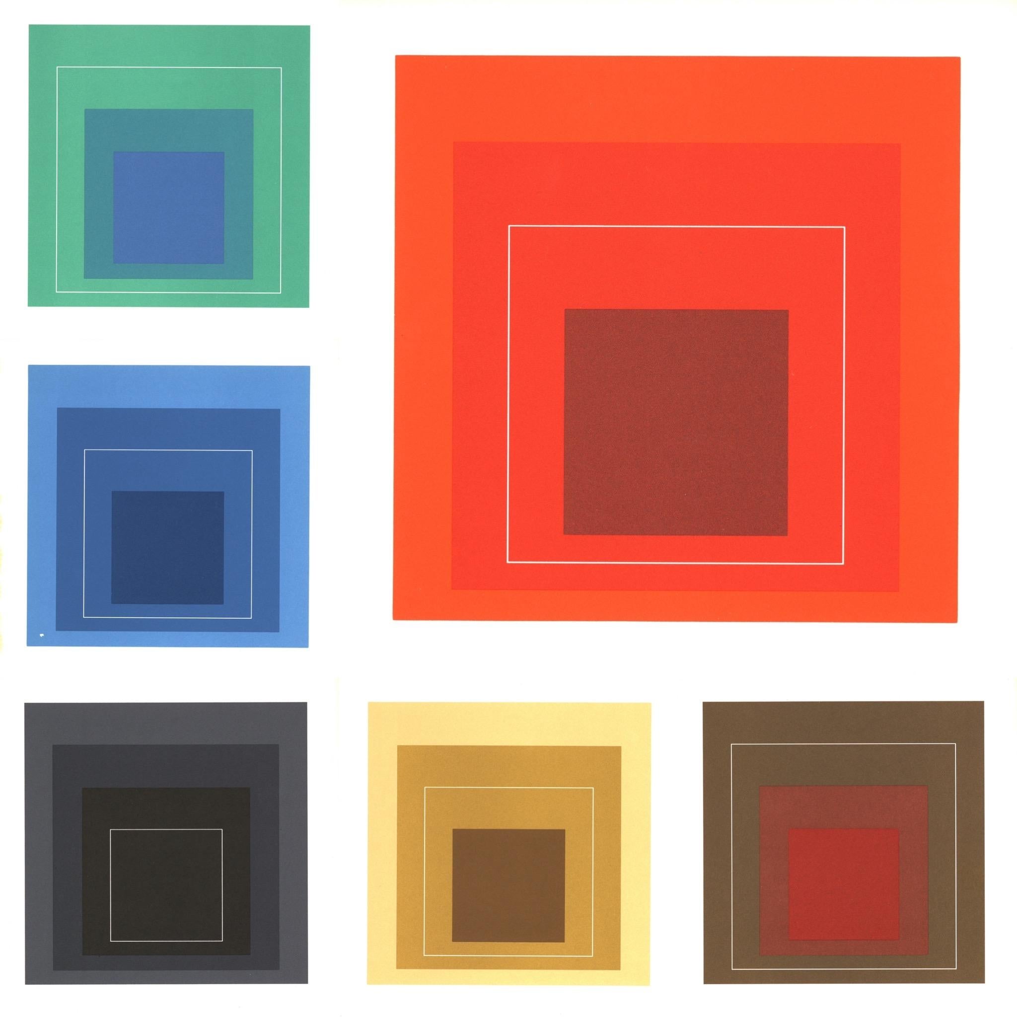 Weiße Linien Quadratische von Josef Albers (Set aus 6)