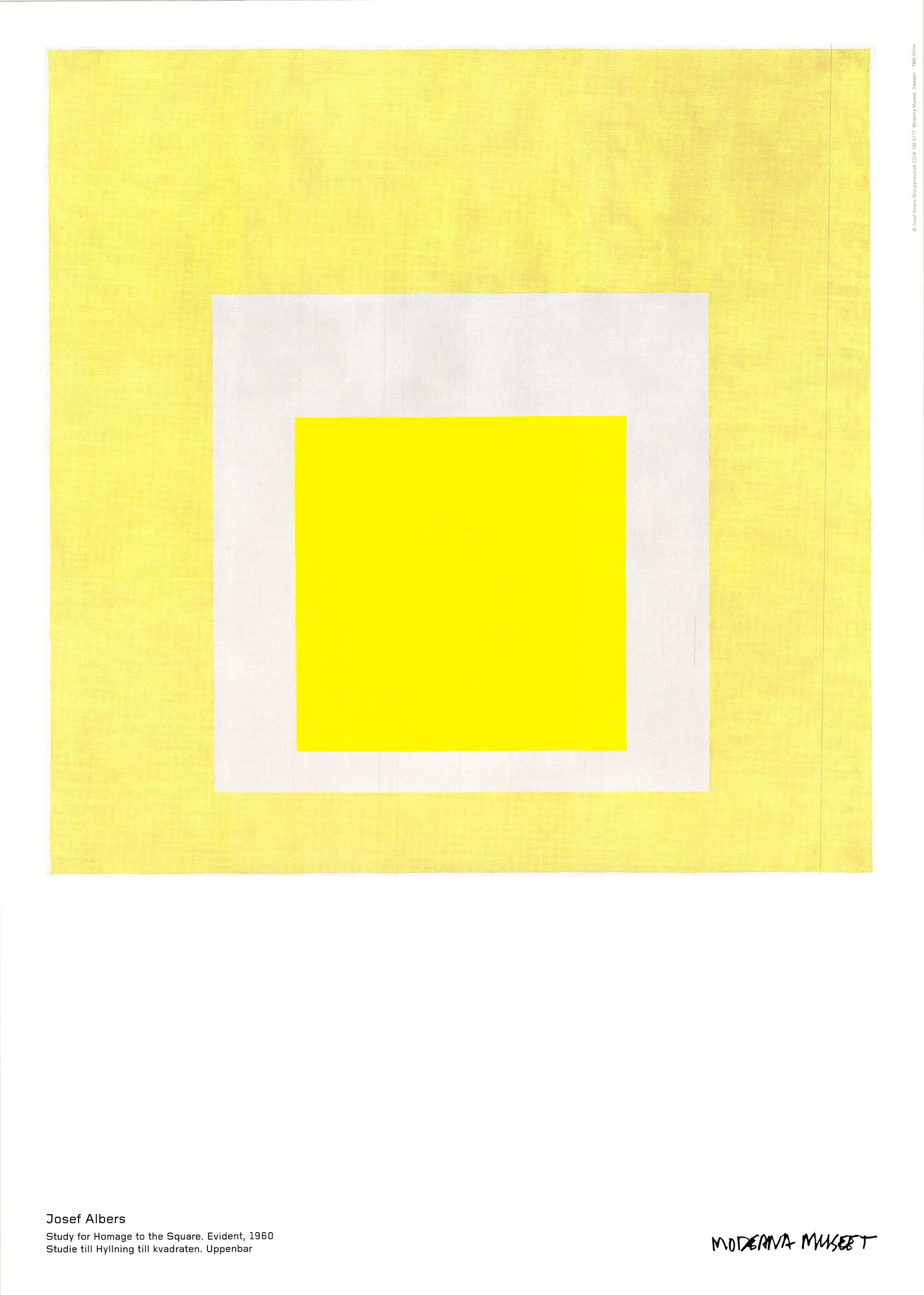 Poster Study for Homage to the Square:Evident Moderna Museet Yellow Gray Minimal - Print by (after) Josef Albers