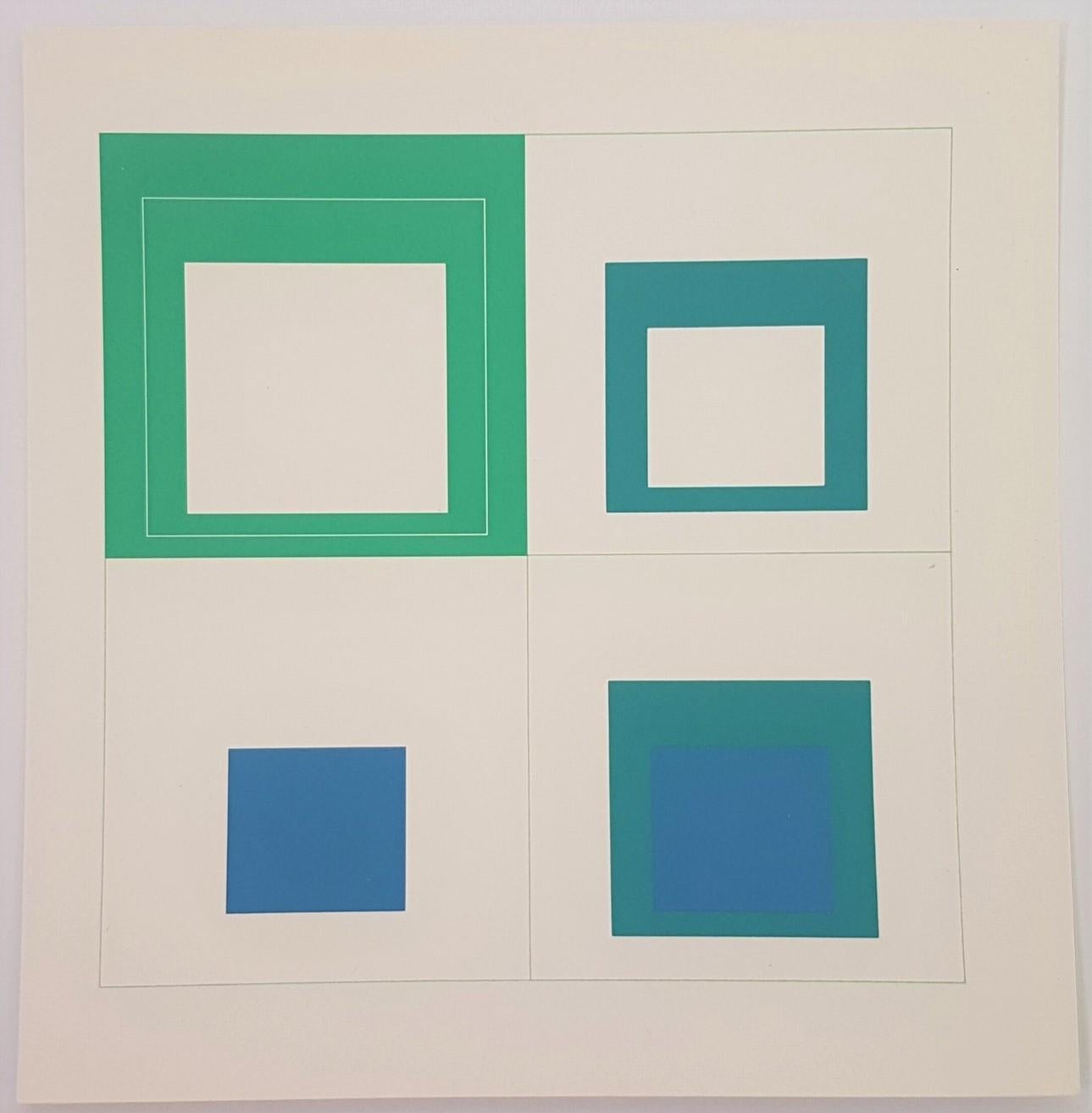 (after) Josef Albers Abstract Print – Quadrate mit weißen Linien (Bauhaus, Minimalist, Homage to the Square - 50% OFF)