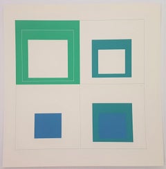 Retro White Lines Squares (Bauhaus, Minimalist, Homage to the Square - 50% OFF)