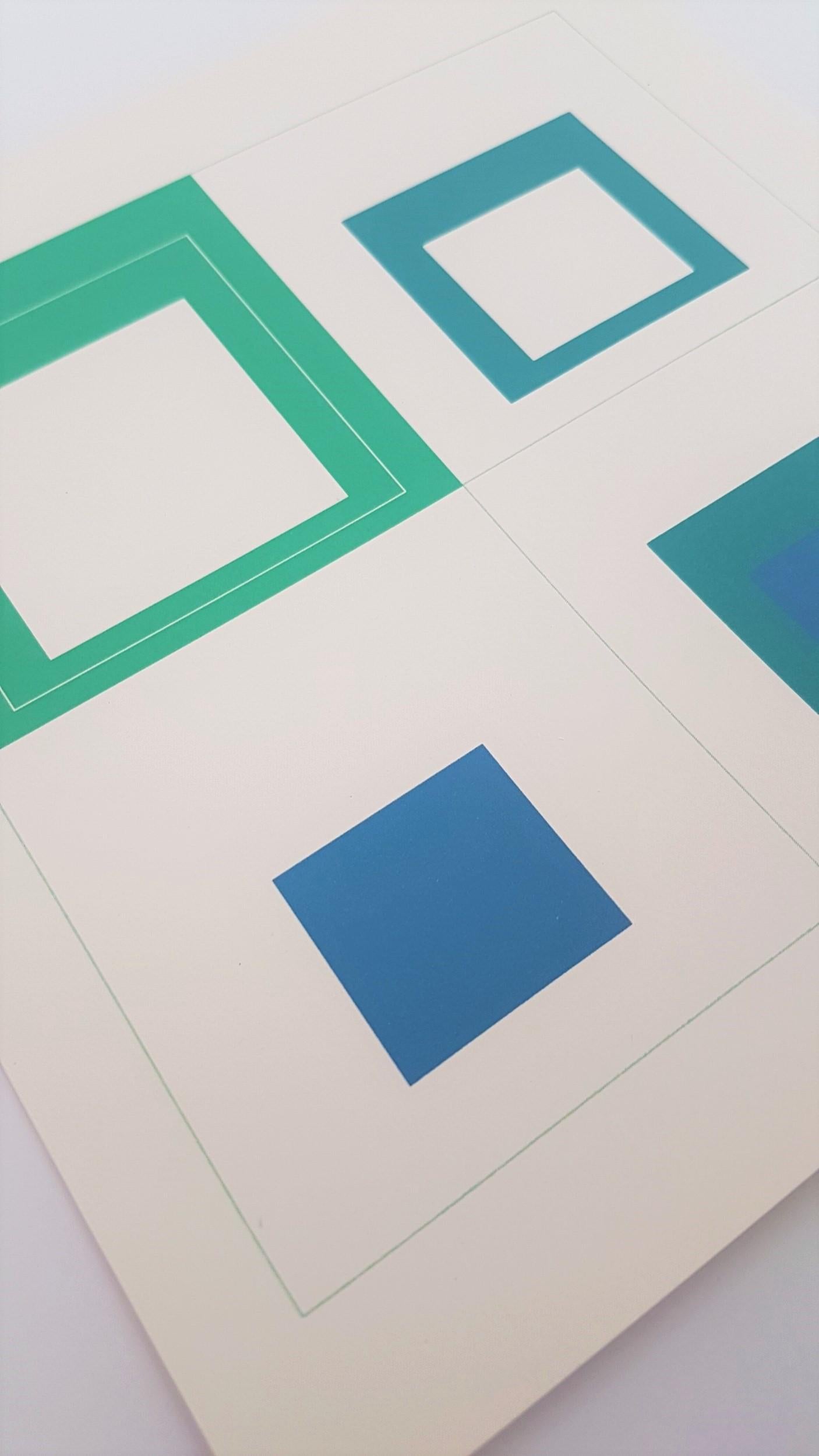 White Lines Squares - Abstract Geometric Print by (after) Josef Albers