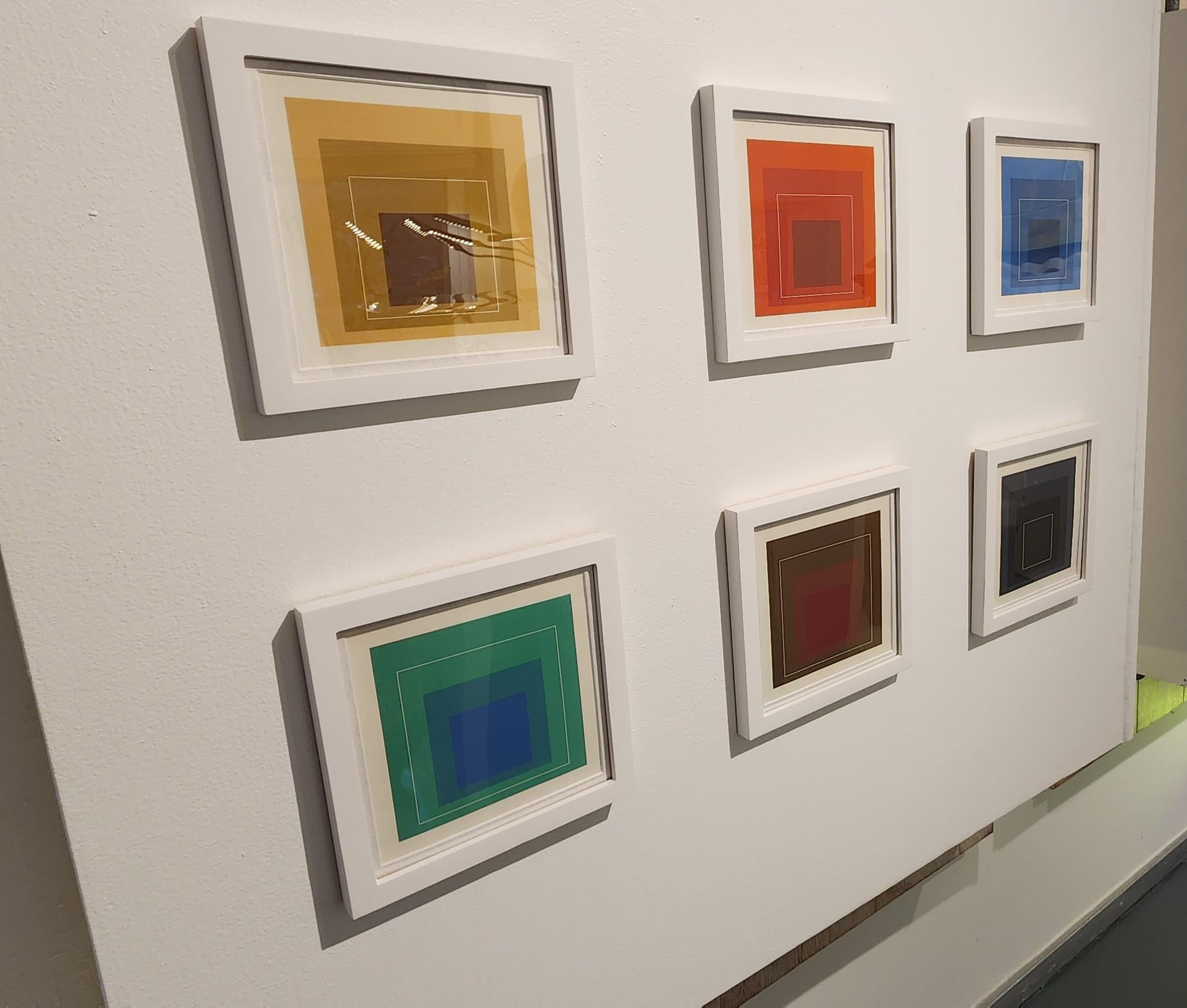 Weiße Linien Quadrate – Sechser-Set (6) (Minimalismus Bauhaus Homage Quadrat) (Minimalistisch), Print, von (after) Josef Albers