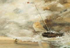 Follower of JMW Turner - Framed Mid 20th Century Oil, Stormy Shipping Scene
