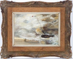 Follower of JMW Turner - Framed Mid 20th Century Oil, Stormy Shipping Scene