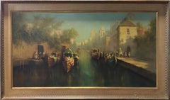 Peinture à l'huile de paysage vénitien « Vue d'un canal vénitien » d'après J M W Turner