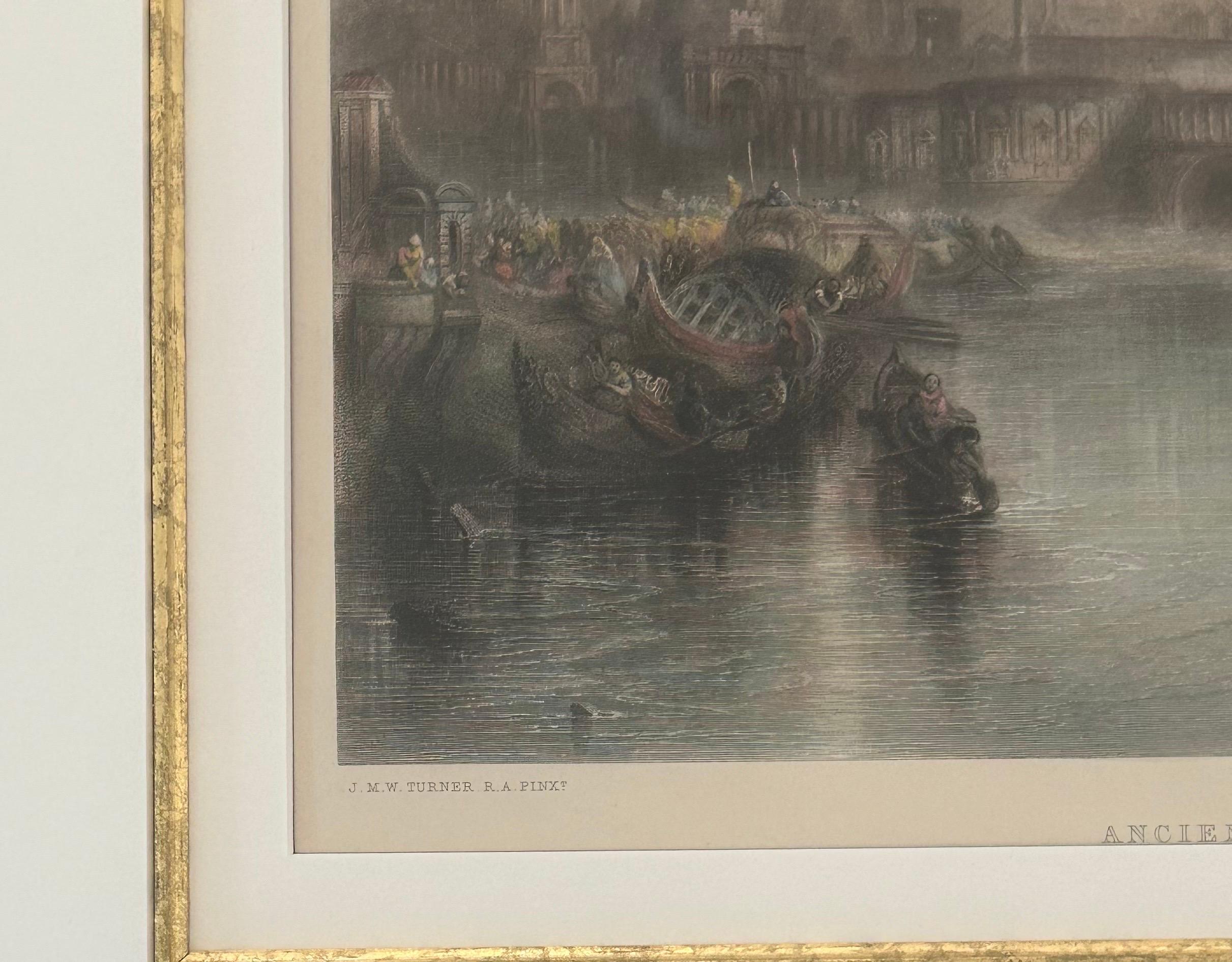 Gravure colorée à la main du 19e siècle d'après « La Rome antique » - Print de (After) Joseph Mallord William Turner