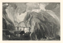 Antique "Tintagel Castle" engraving