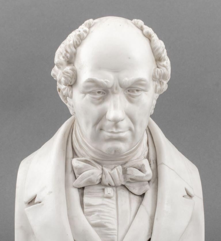 After Joseph Pitts (English, active 1830-1870), A Parian Ware Bust of F[rancis]. A[ugustus]. Cox (English, 1783 - 1853), signed 