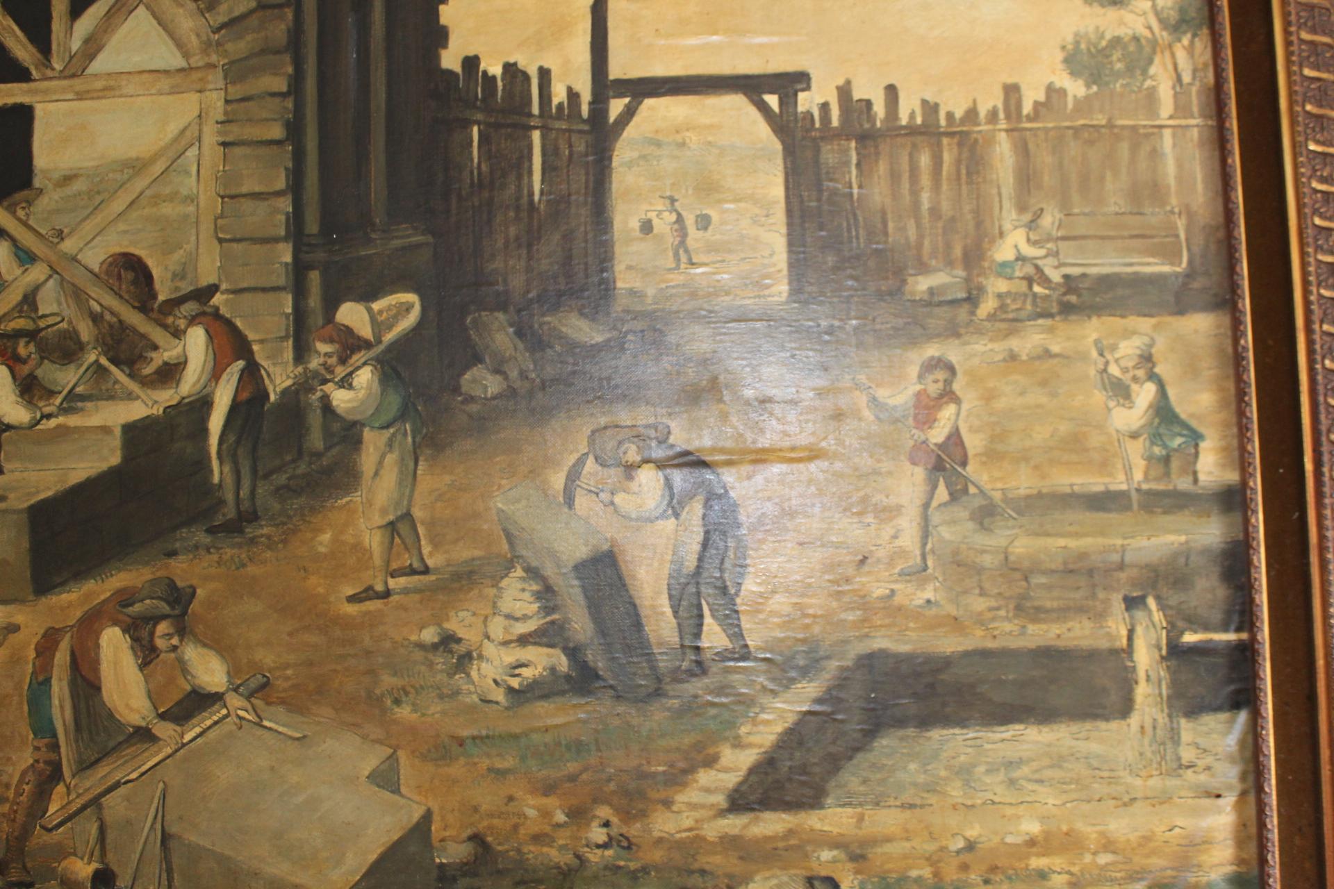 George III Après J.R. Lucotte - Tailleur de pierre au travail huile sur papier en vente