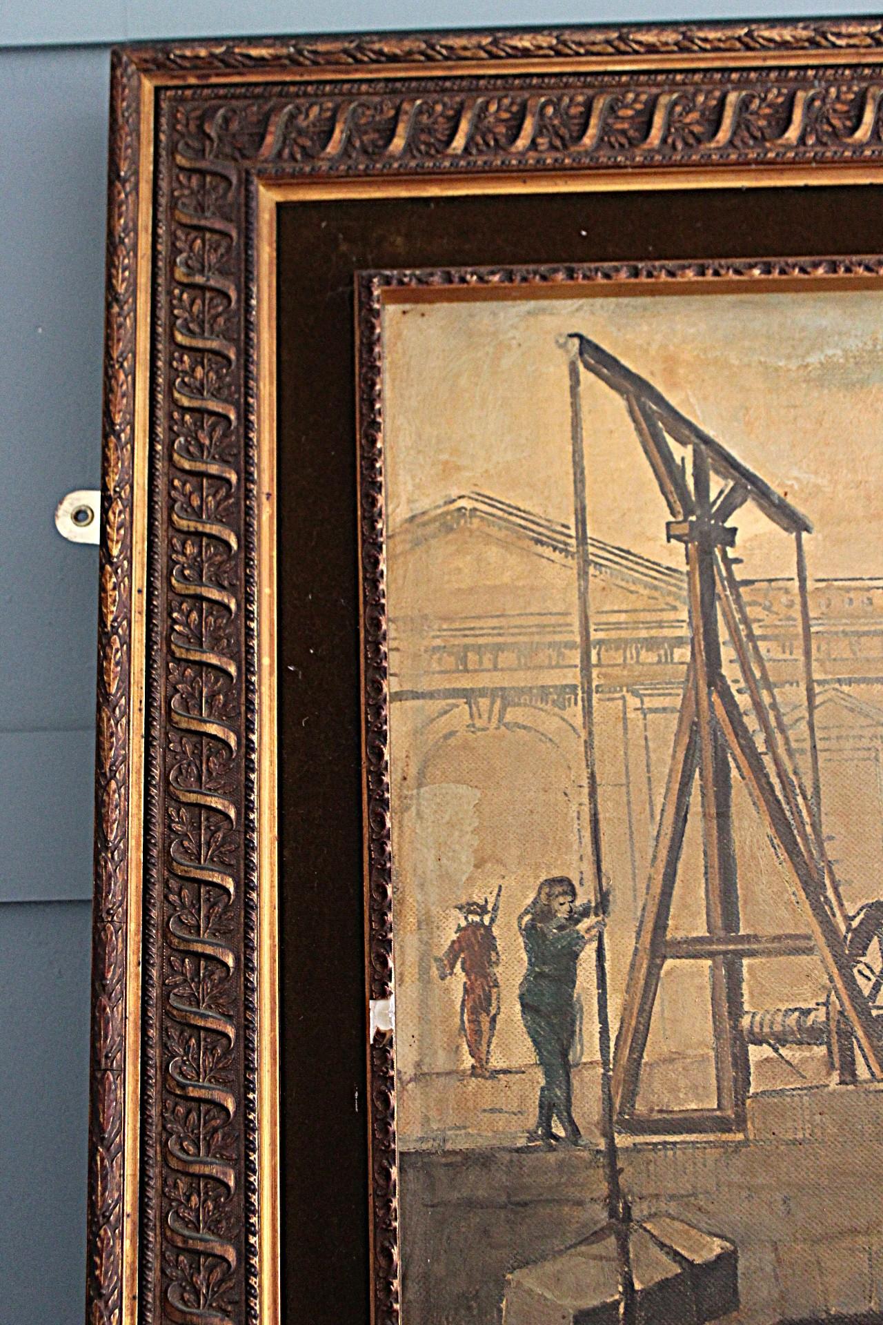 20ième siècle Après J.R. Lucotte - Tailleur de pierre au travail huile sur papier en vente
