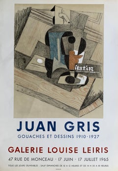 Retro 1960's Original Color Lithograph Gallery Exhibition Poster Juan Gris Exhibition