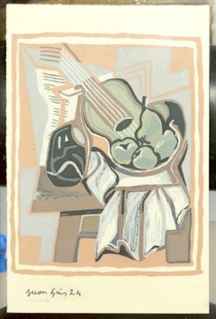 Guitarra Frutero y Garrafa - Pochoir original (after) Juan Gris - 1986