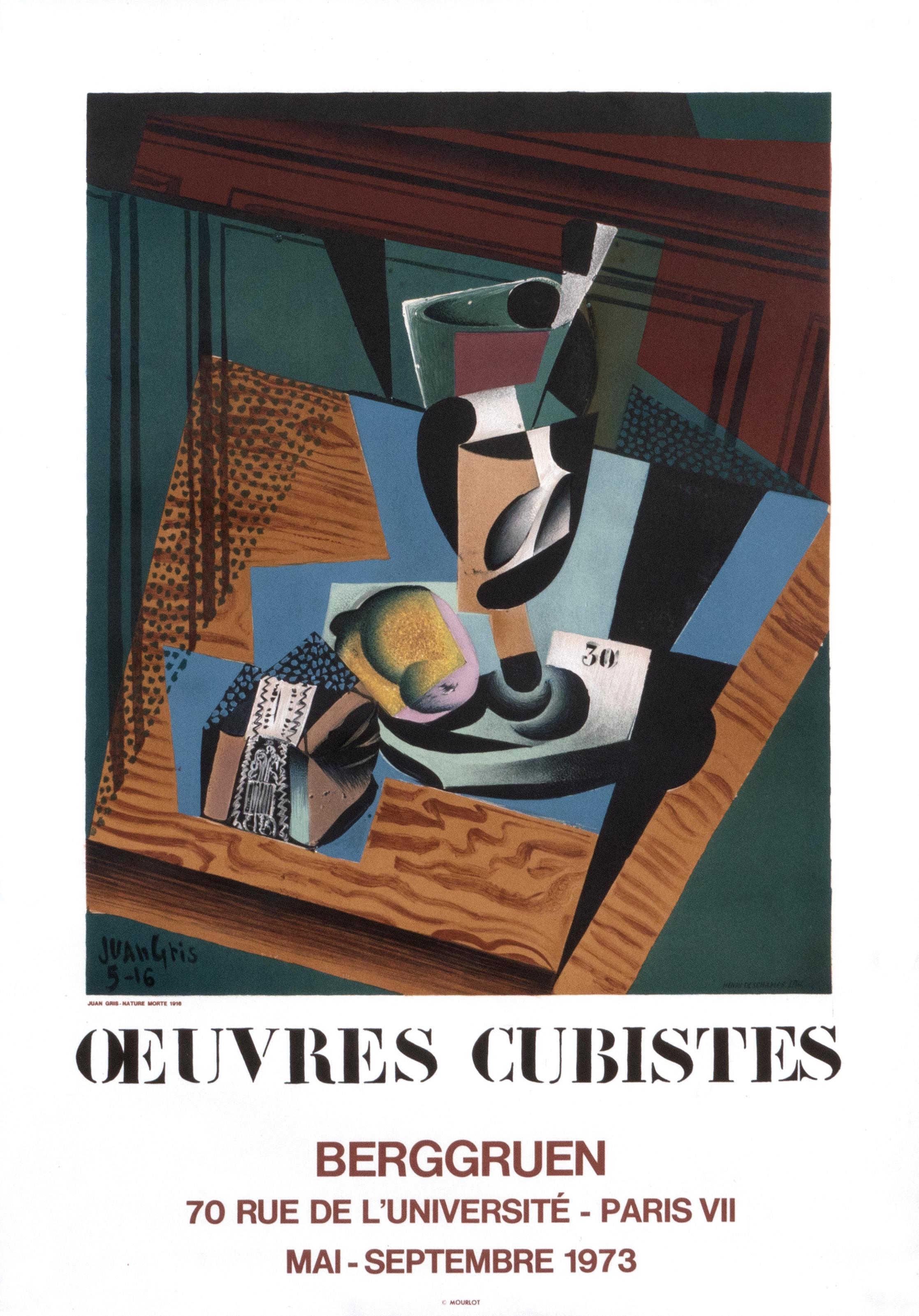 (after) Juan Gris Still-Life Print - "Oeuvres Cubistes - Berggruen" Cubist Still Life d'apres Juan Gris poster 
