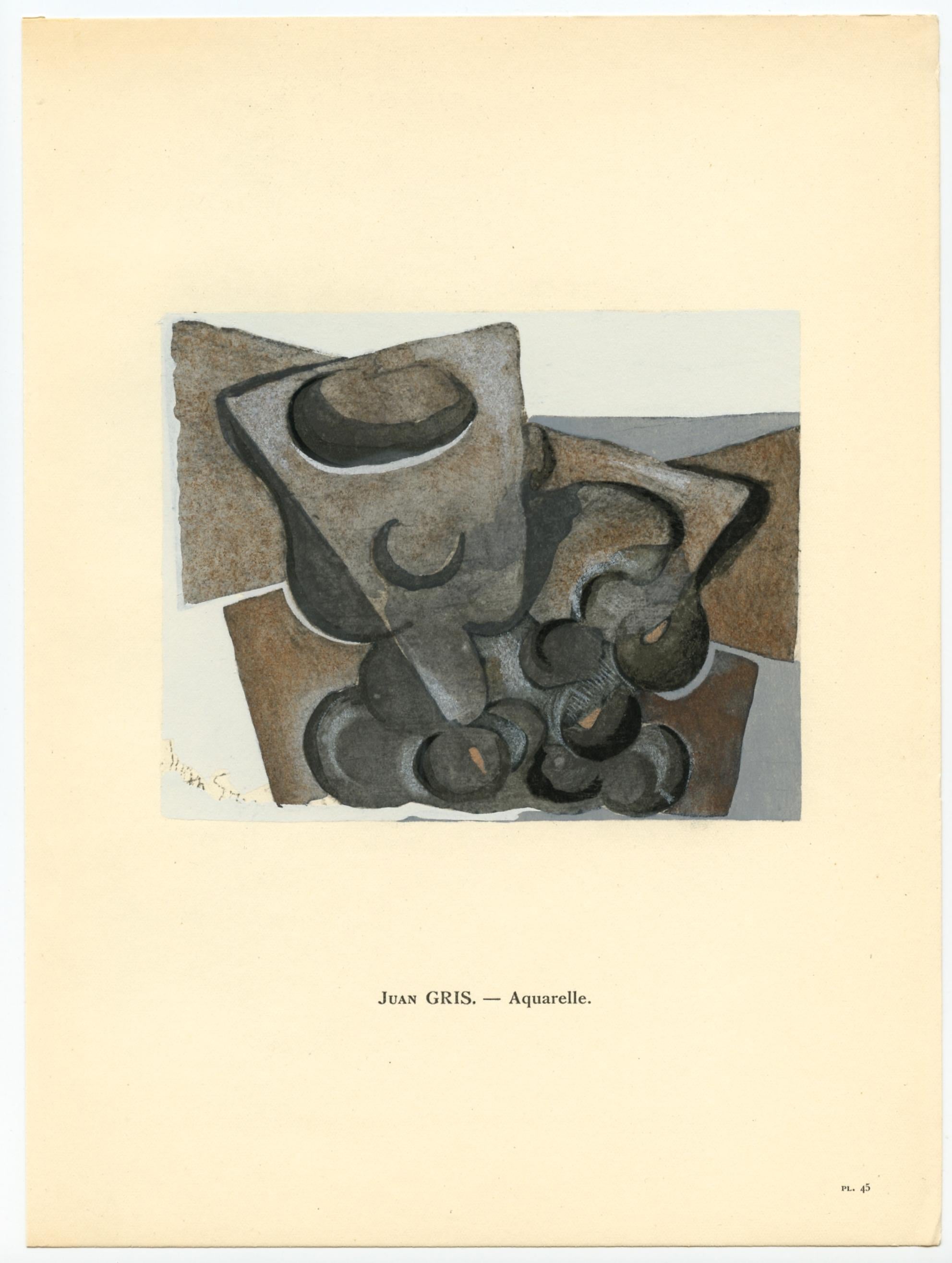 Medium: Pochoir (nach dem Aquarell). Gedruckt in Paris im Jahr 1929 im Atelier von Daniel Jacomet für L'Art Cubiste. Bildgröße: 4 1/2 x 5 1/2 Zoll (112 x 140 mm). Eine Textinschrift unter dem Bild identifiziert den Künstler. In der Platte signiert