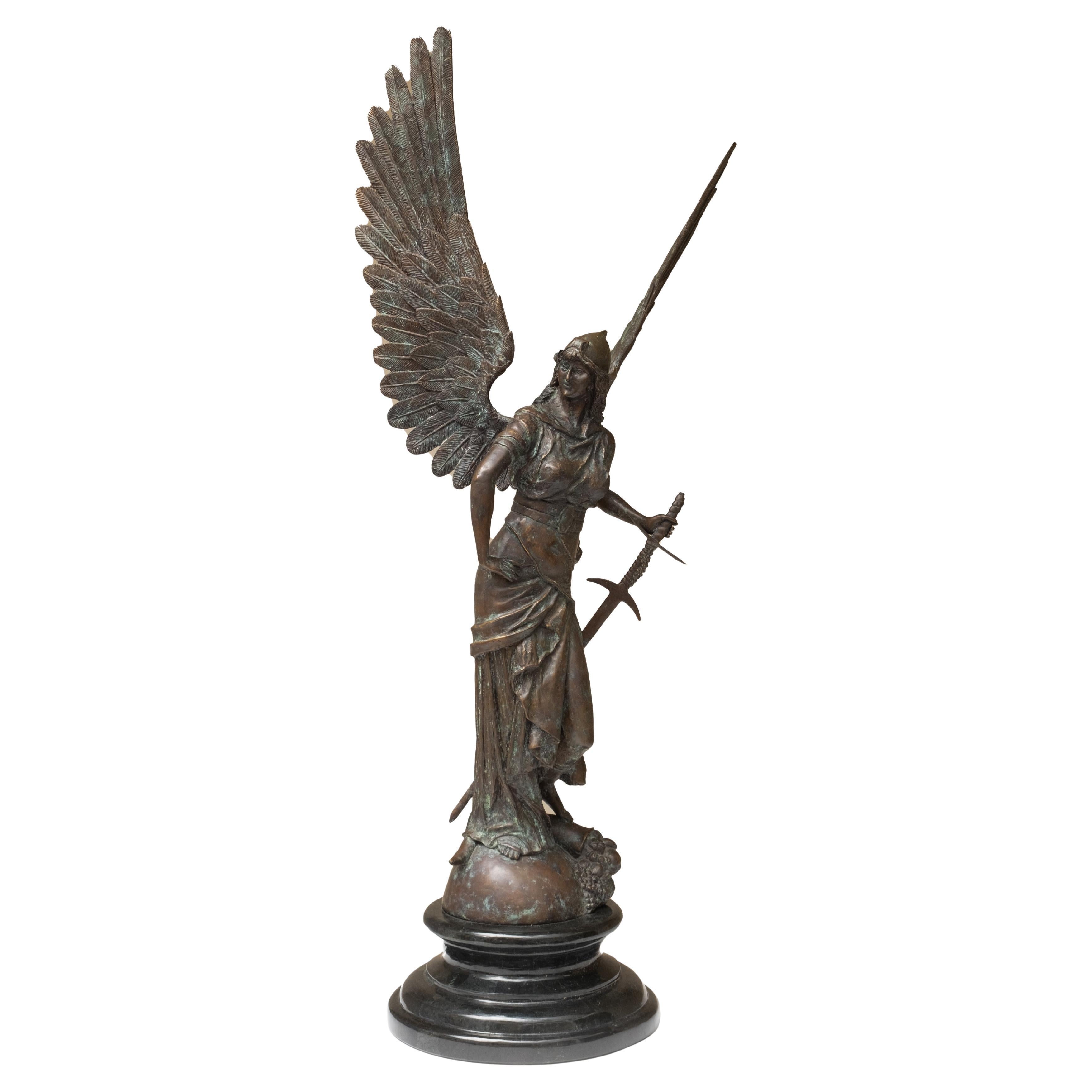 Dopo Jules Felix Coutan, scultura figurativa in bronzo della Dea della Pace