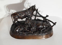 Decorative Bronze Figure of a Bull, Home Decor Objects After Jules Moigniez