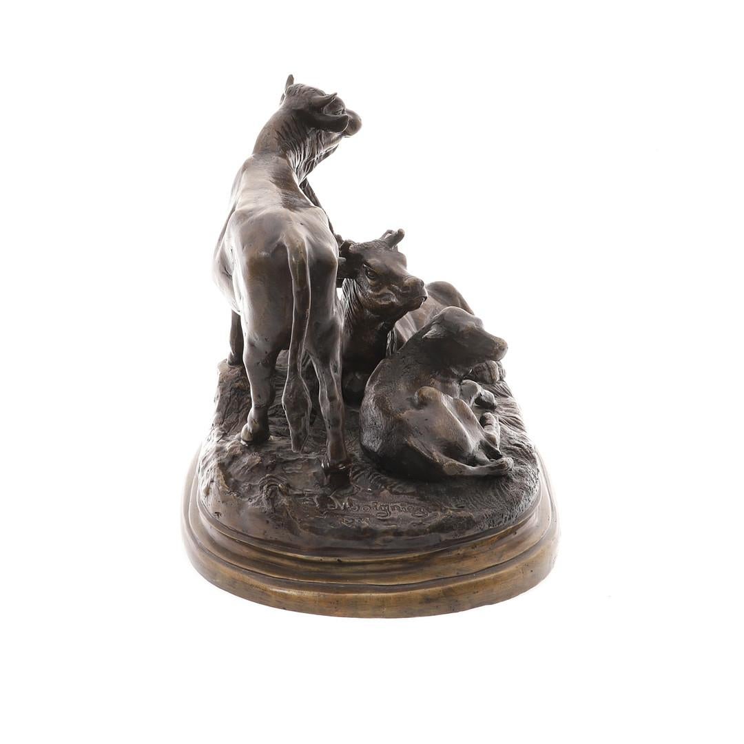 Dekorative Bronzefigur eines Stiers, Deko-Objekte nach Jules Moigniez  (Art déco) im Angebot