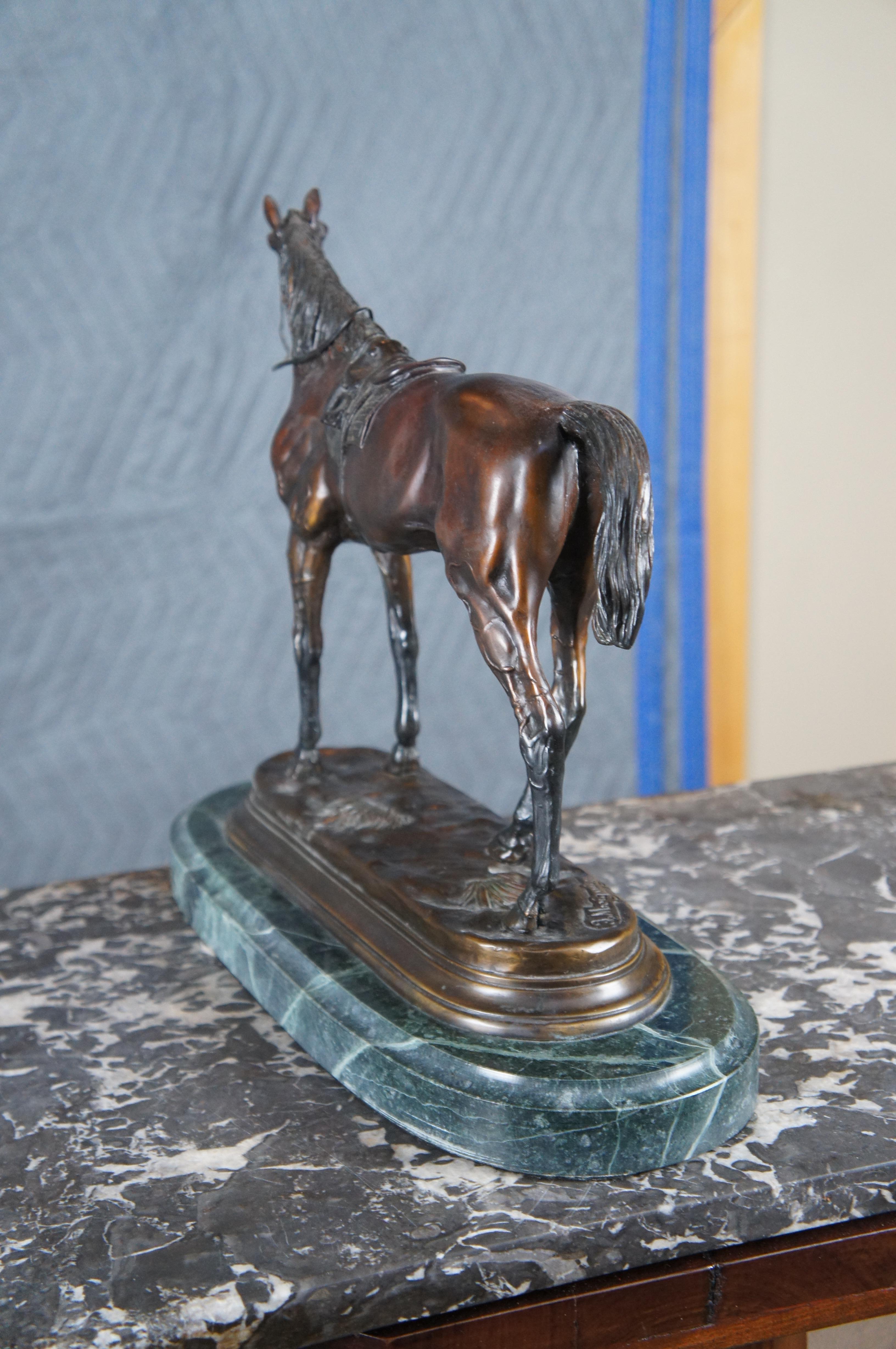 After Jules Moigniez French Bronze Saddled Race Horse Sculpture Statue Marble 16 For Sale 4