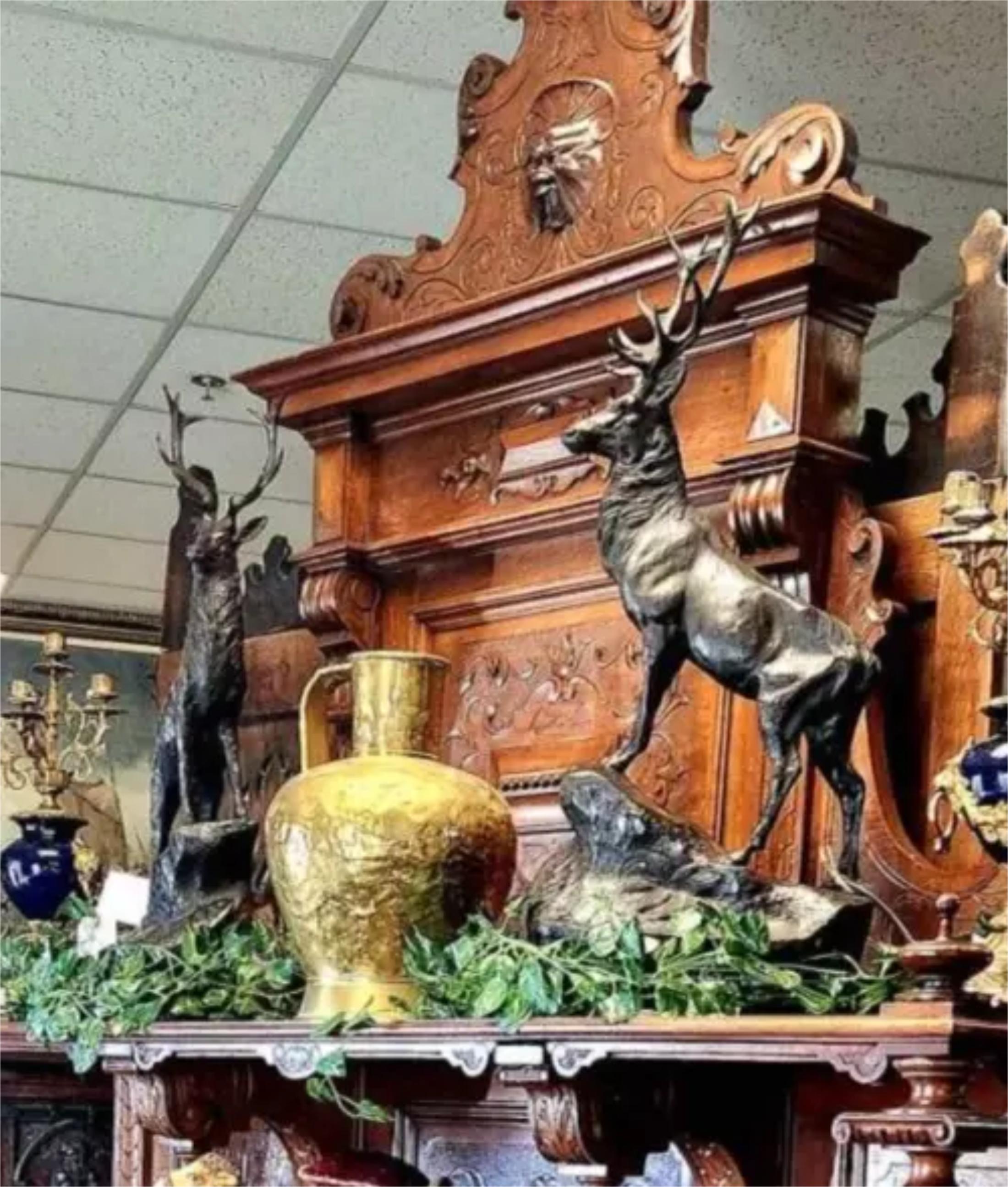 Dopo Jules Moigniez, patinato, francese, cervo in bronzo  Sculture, set di 2! in vendita 1