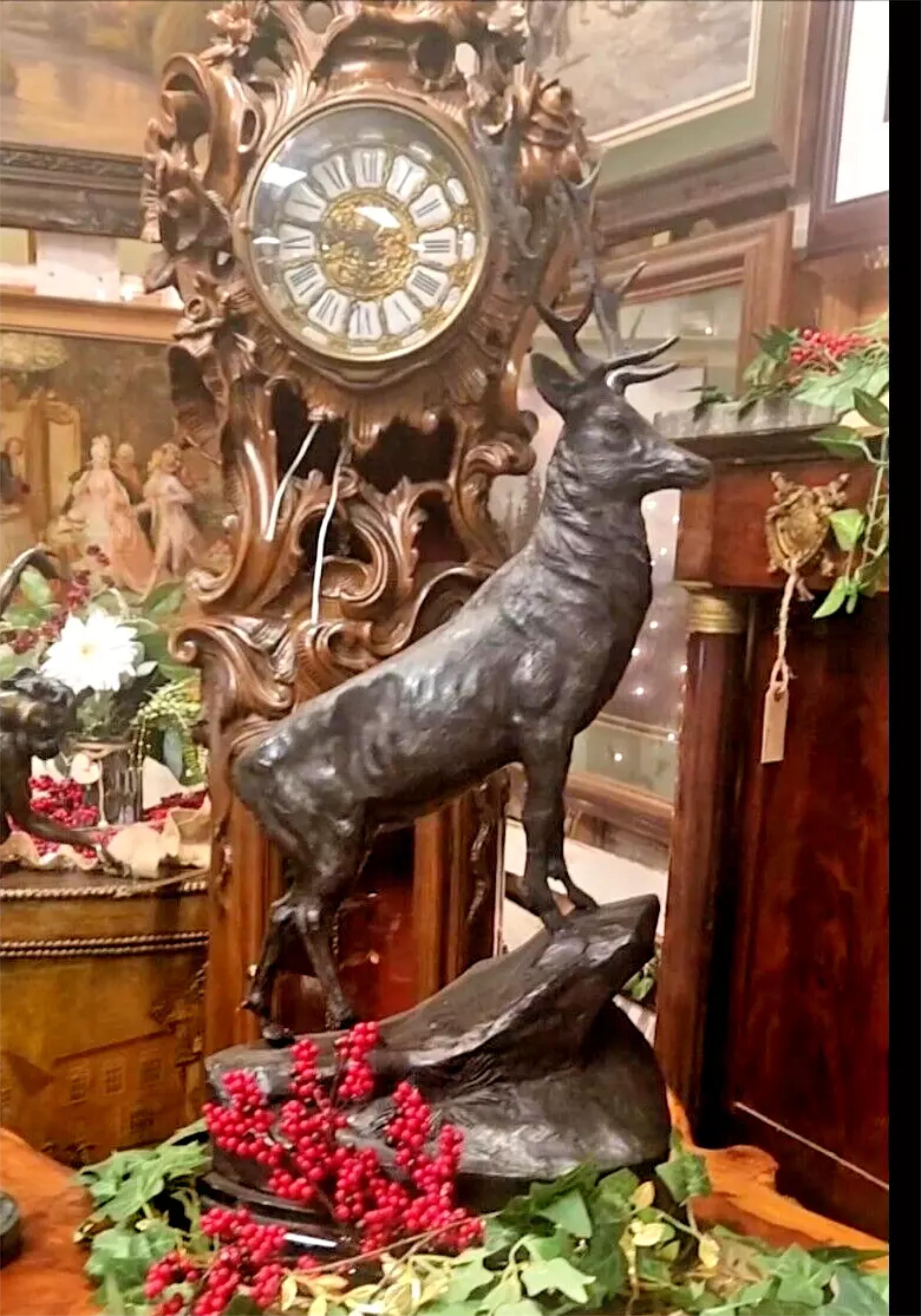 Dopo Jules Moigniez, patinato, francese, cervo in bronzo  Sculture, set di 2! in vendita 1