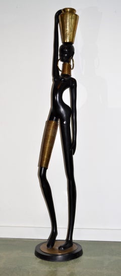 Large Bronze Statue of Stylized Ndebele African Woman, After Karl Hagenauer
