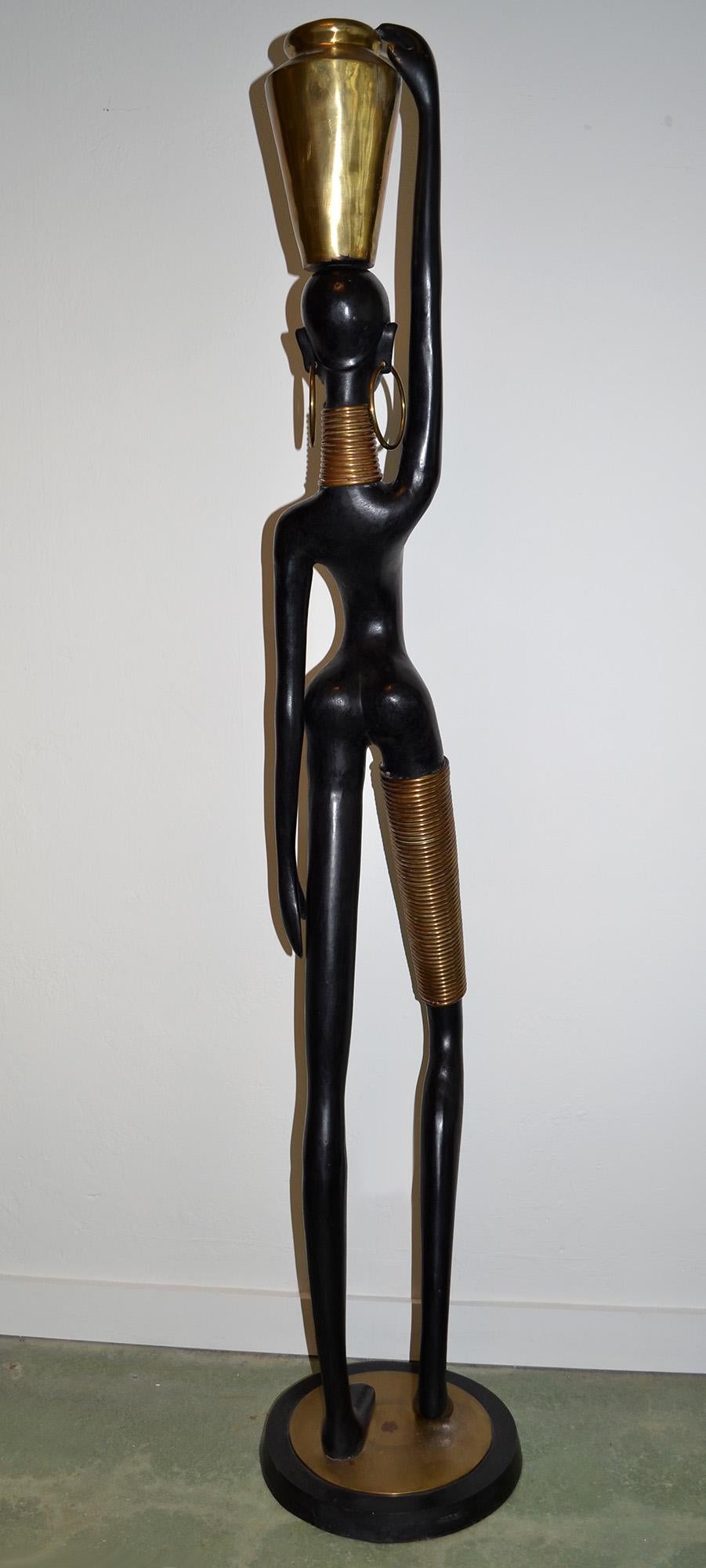 Austrian Large Bronze Statue of Stylized Ndebele African Woman, After Karl Hagenauer  For Sale