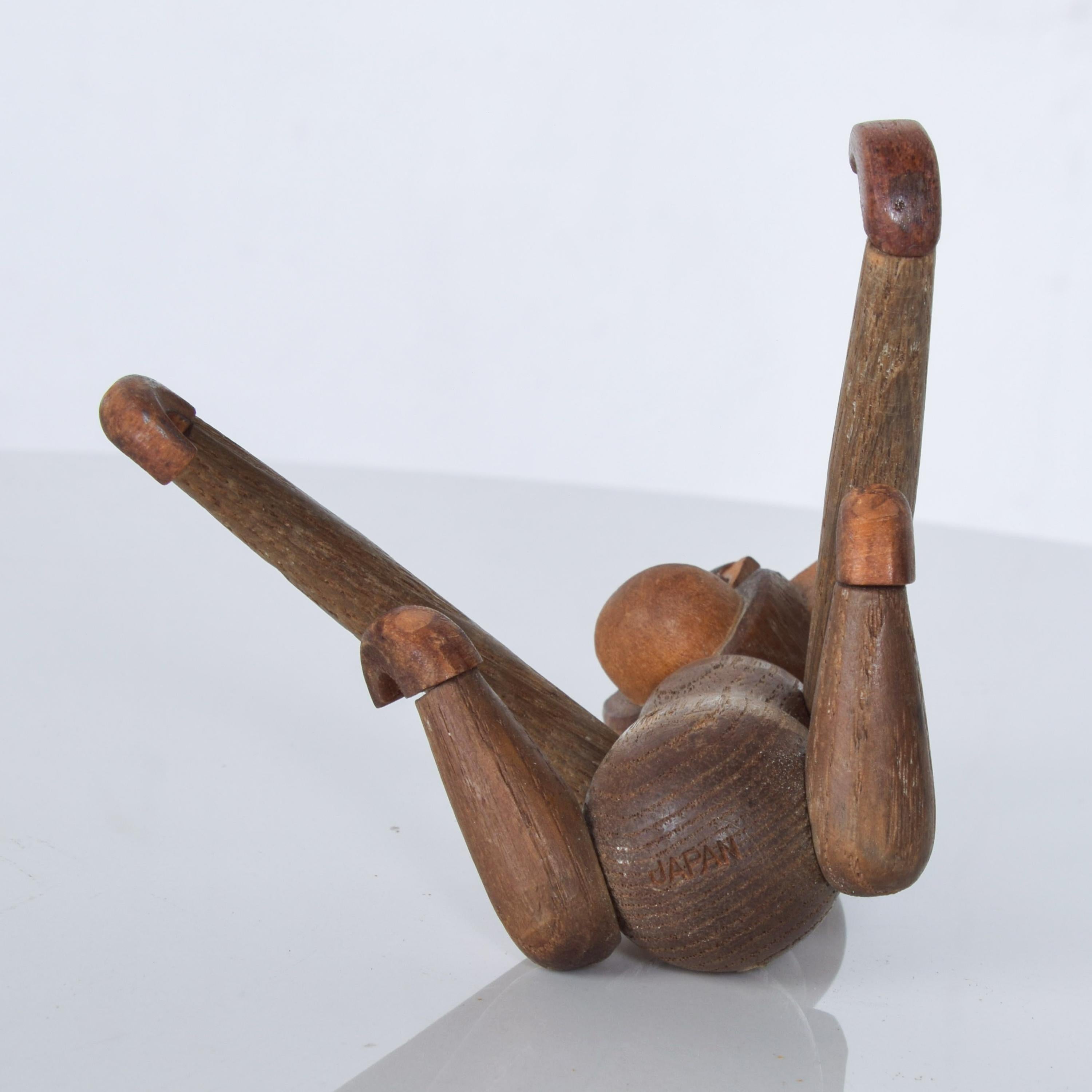 Kay Bojesen Danish Style Teak Wood Jointed Flexible Toy Baby Monkey 1960s Japan 2