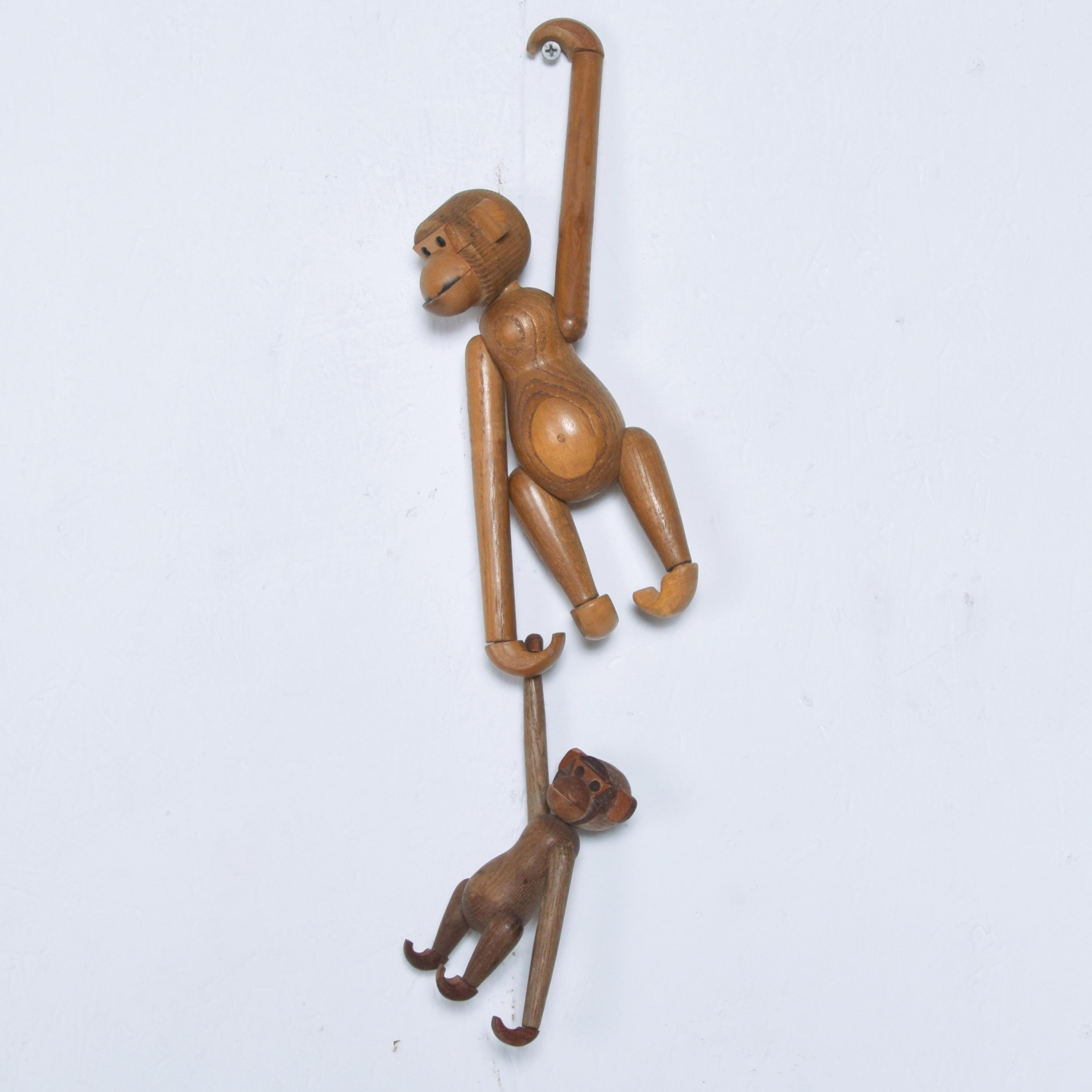 Kay Bojesen Danish Style Teak Wood Jointed Flexible Toy Baby Monkey 1960s Japan 4
