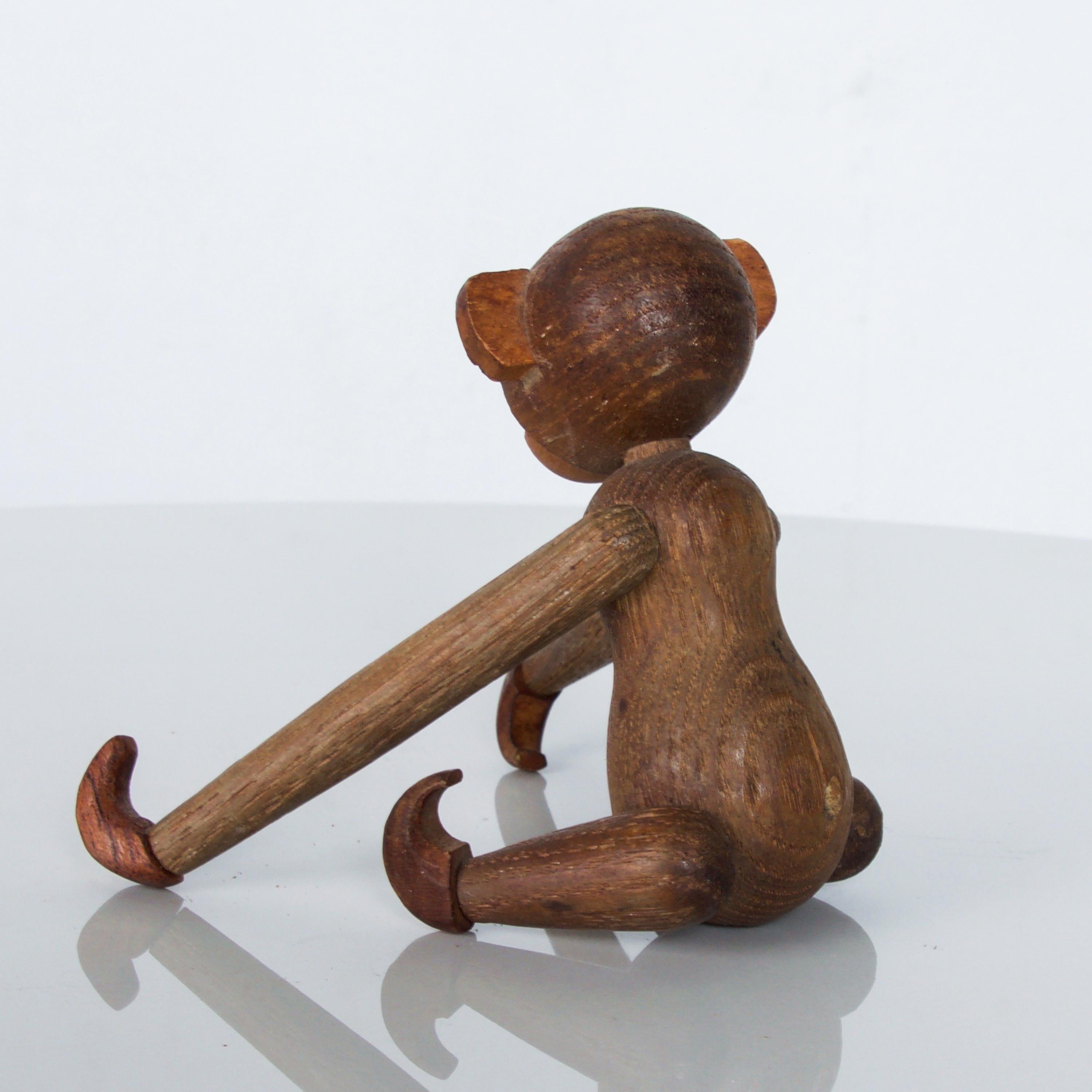 Japanese Kay Bojesen Danish Style Teak Wood Jointed Flexible Toy Baby Monkey 1960s Japan