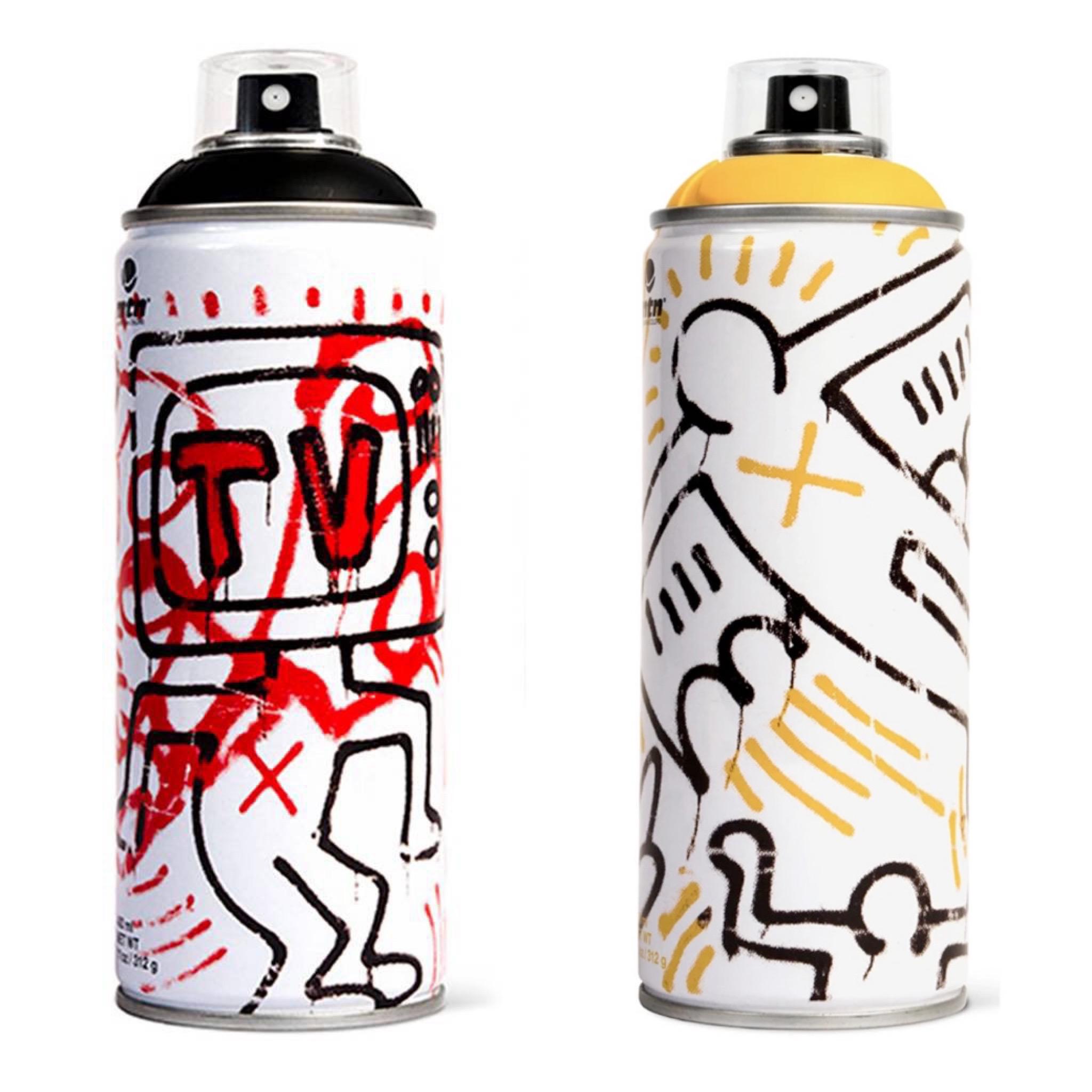 Limited edition Keith Haring spray paint can (set of 2) - Print by (after) Keith Haring