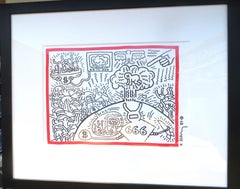 Untitled 1984 Ink Drawing Signed Keith Haring