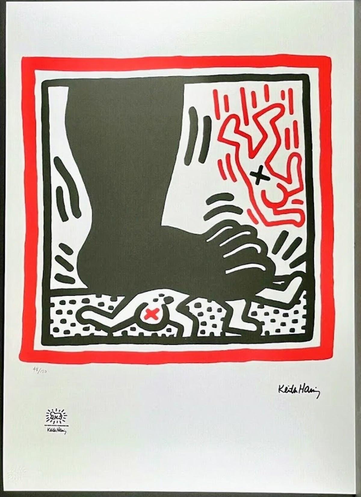 (after) Keith Haring Print - Free South Africa, Keith Haring Foundation Lithograph, Numbered /150
