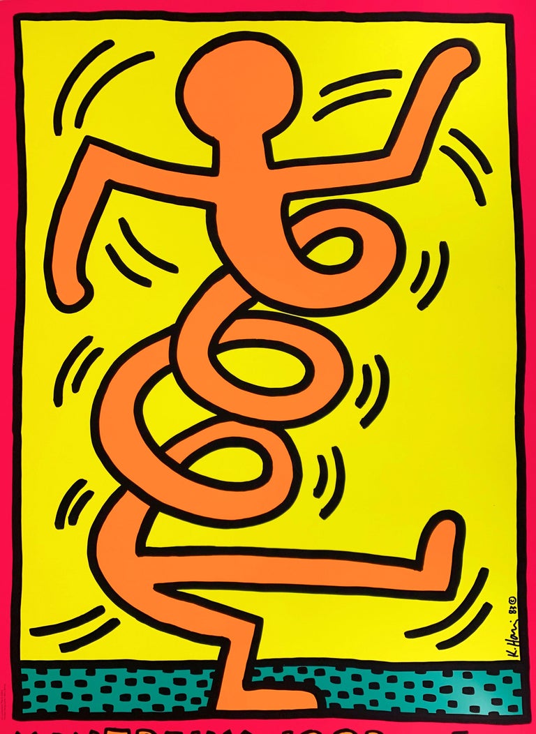 Jazz : Swing Guy (Pink) - Vintage Screenprint Poster, Montreux, 1983 - Print by (after) Keith Haring
