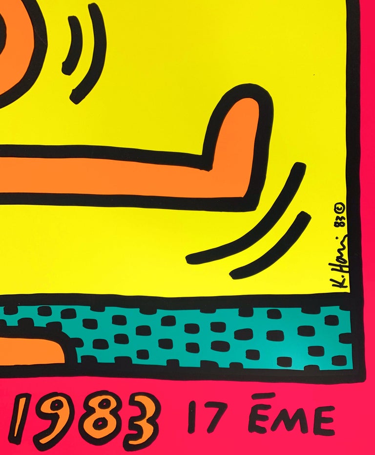 Jazz : Swing Guy (Pink) - Vintage Screenprint Poster, Montreux, 1983 - American Modern Print by (after) Keith Haring